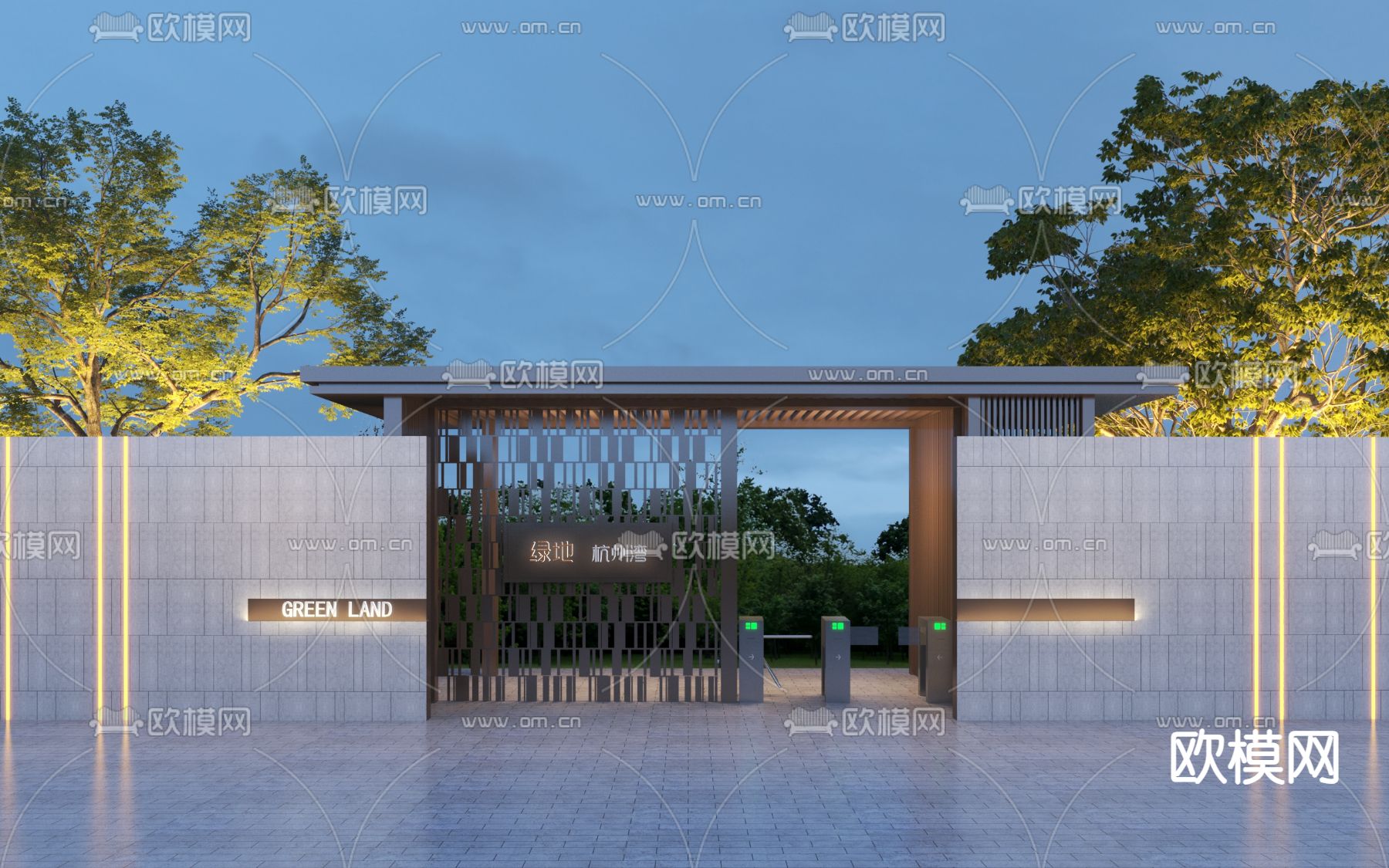 大门门头 小区大门3d模型下载