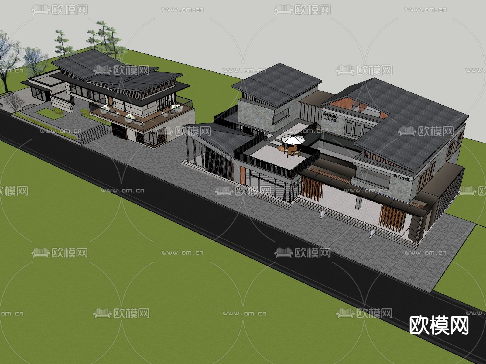 民宿建筑su模型下载（渲染图3）