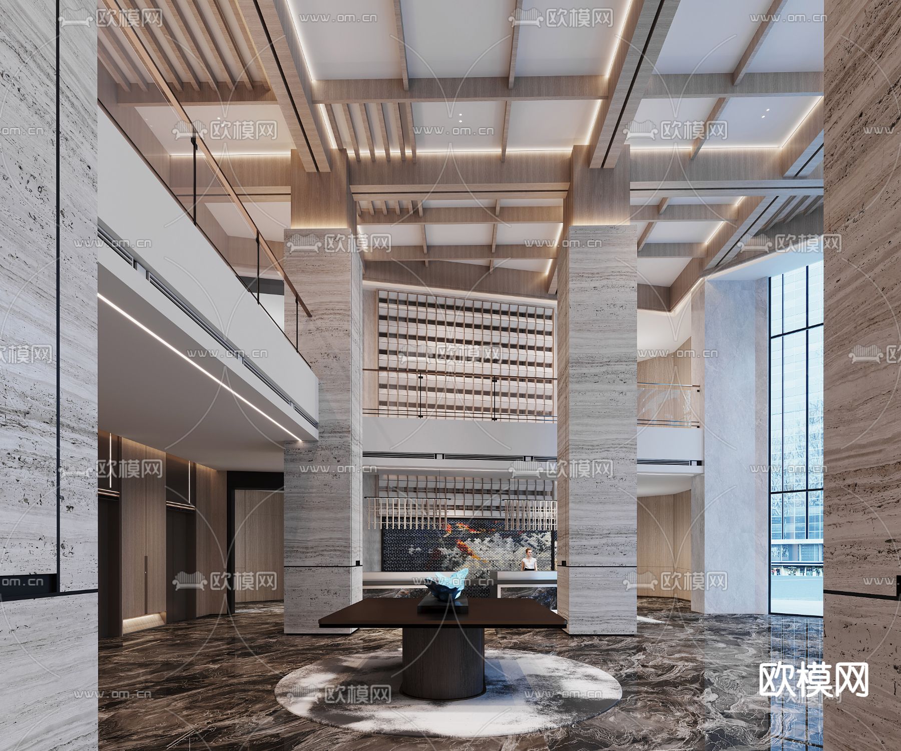 酒店中庭3d模型下载（渲染图2）