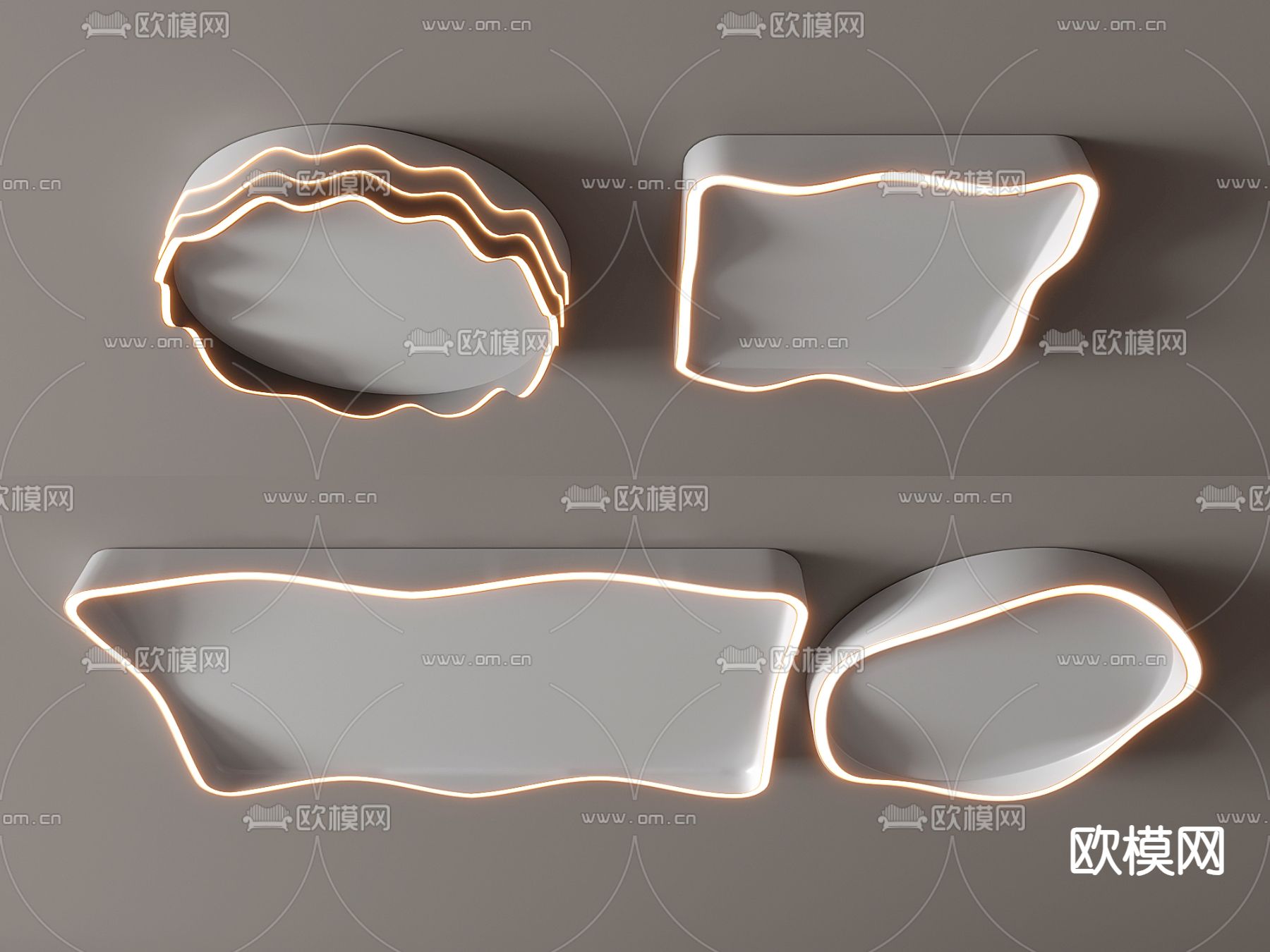 现代吸顶灯su模型下载（渲染图1）