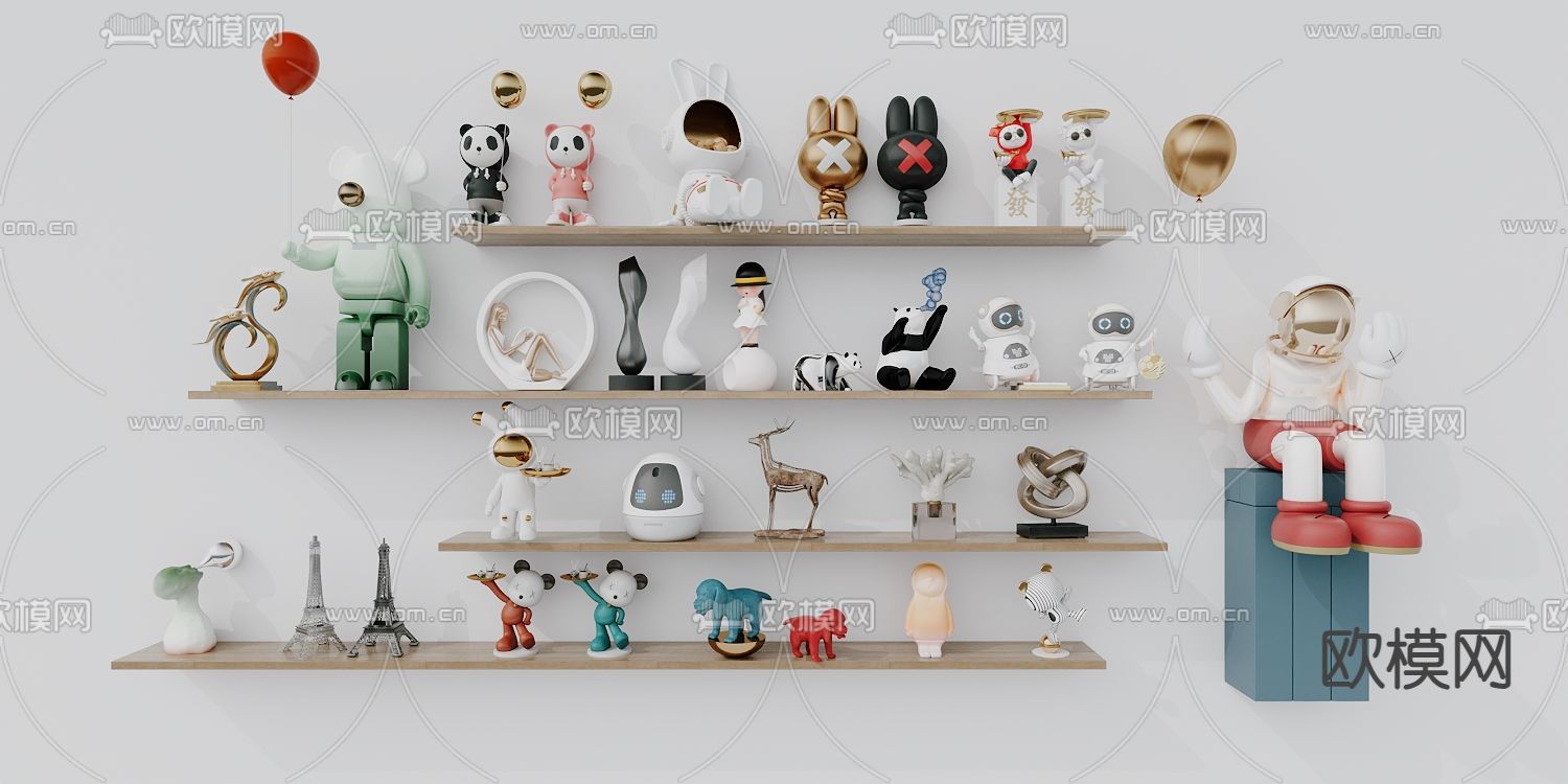 现代装饰品 摆件 雕塑 公仔3d模型下载