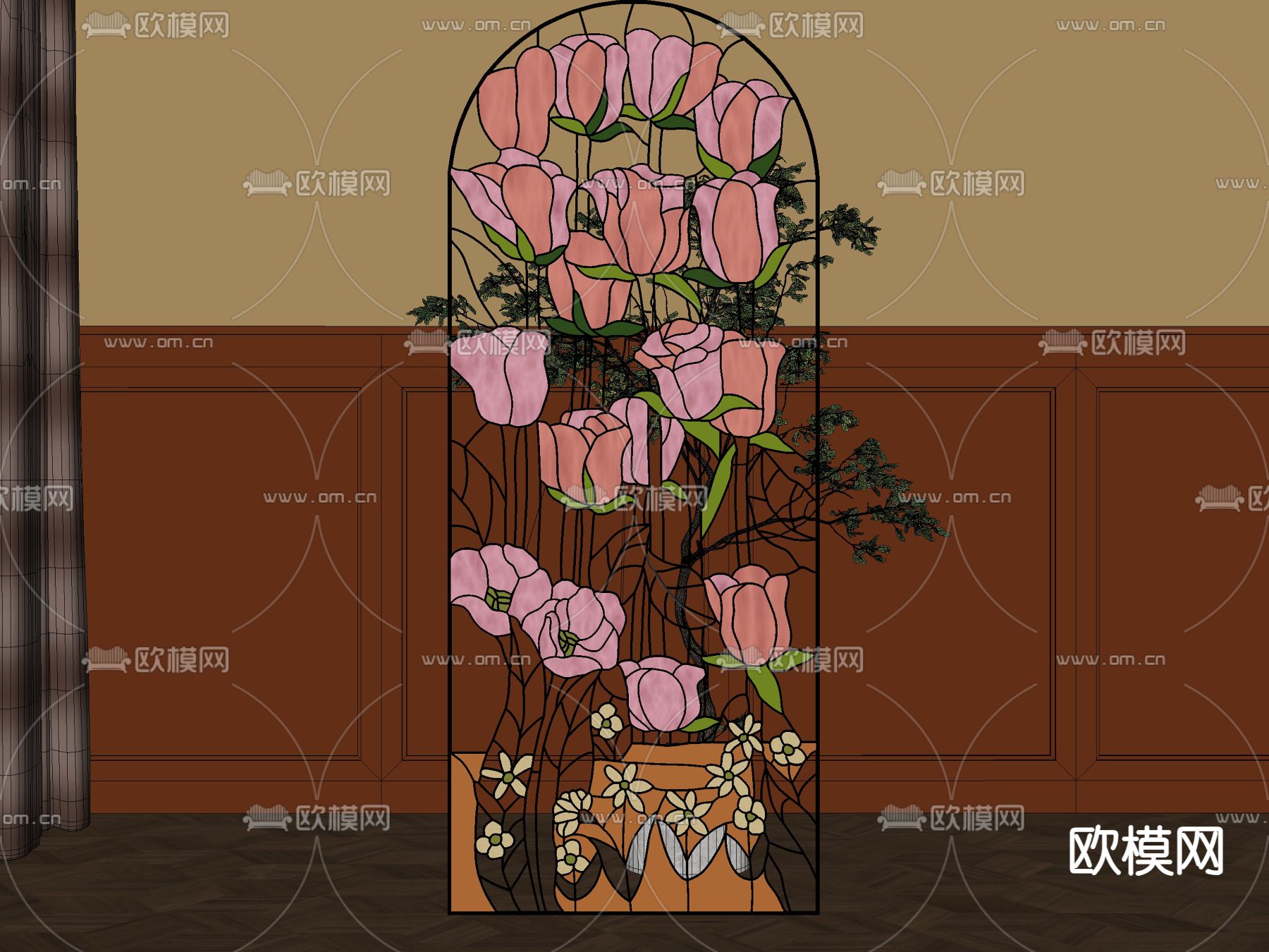 法式窗玻璃su模型下载（渲染图2）