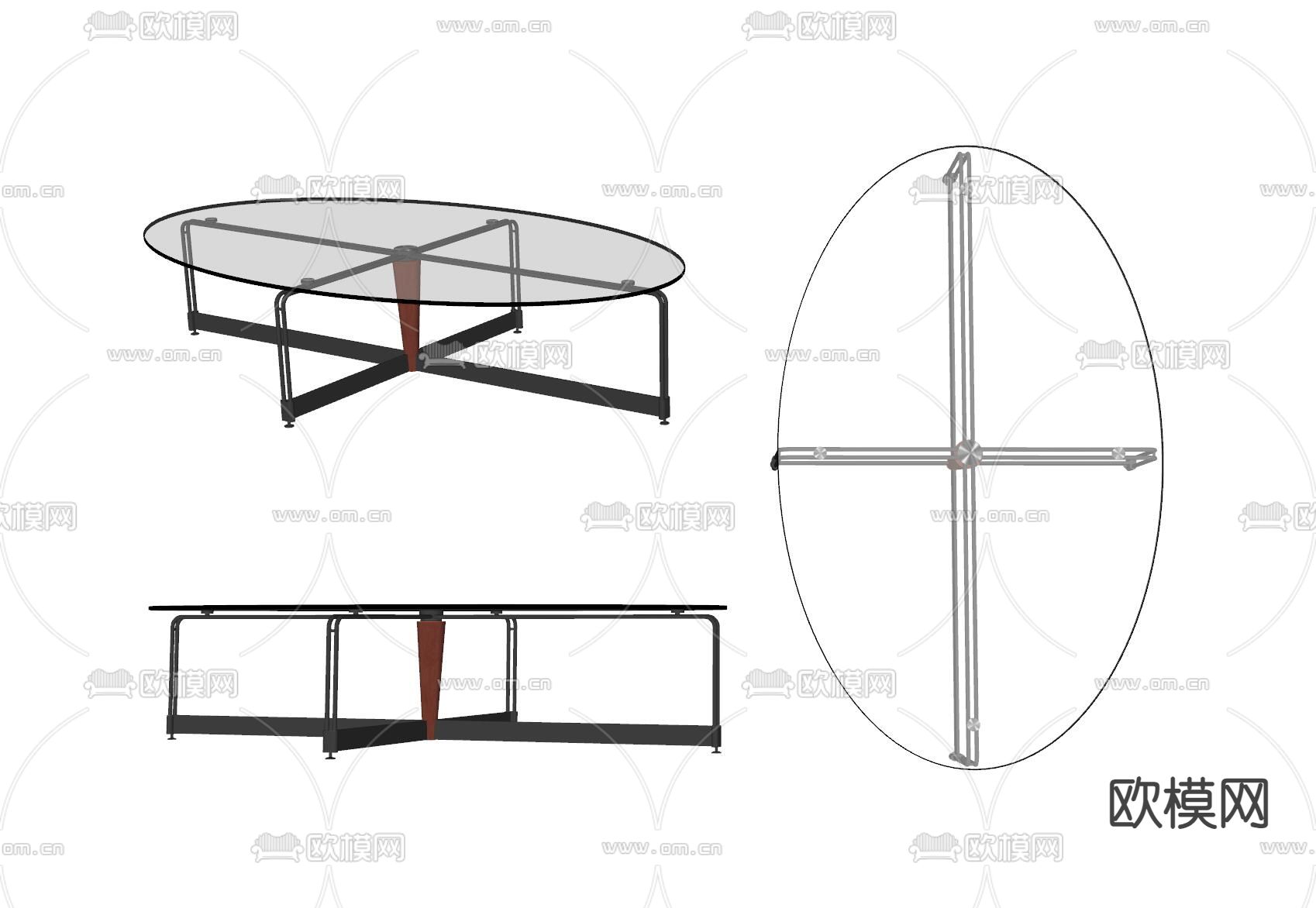 现代茶几su模型下载（渲染图2）