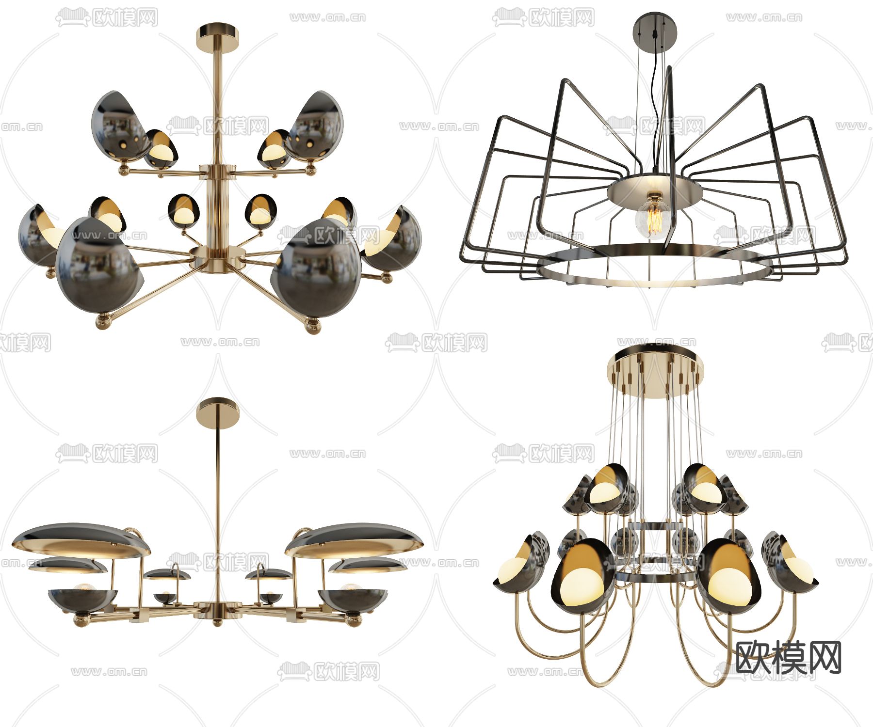 轻奢吊灯 大厅吊灯3d模型下载