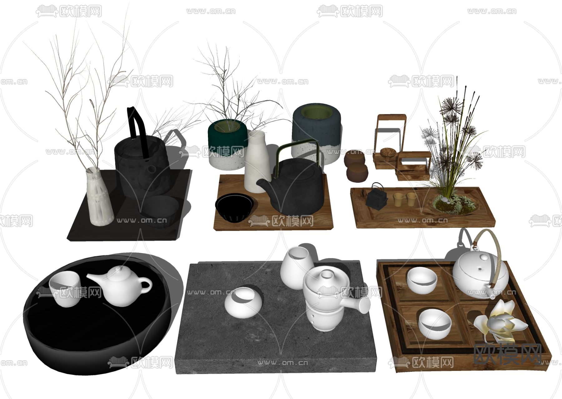 茶壶茶盘 茶杯茶具su模型下载（渲染图1）