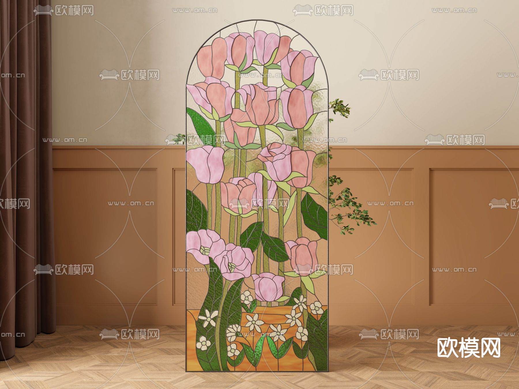 法式窗玻璃su模型下载（渲染图1）