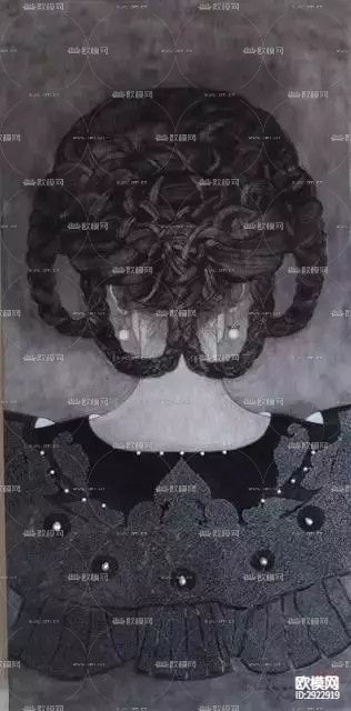 麓幂笔下的女人颈项装饰画贴图下载（渲染图6）