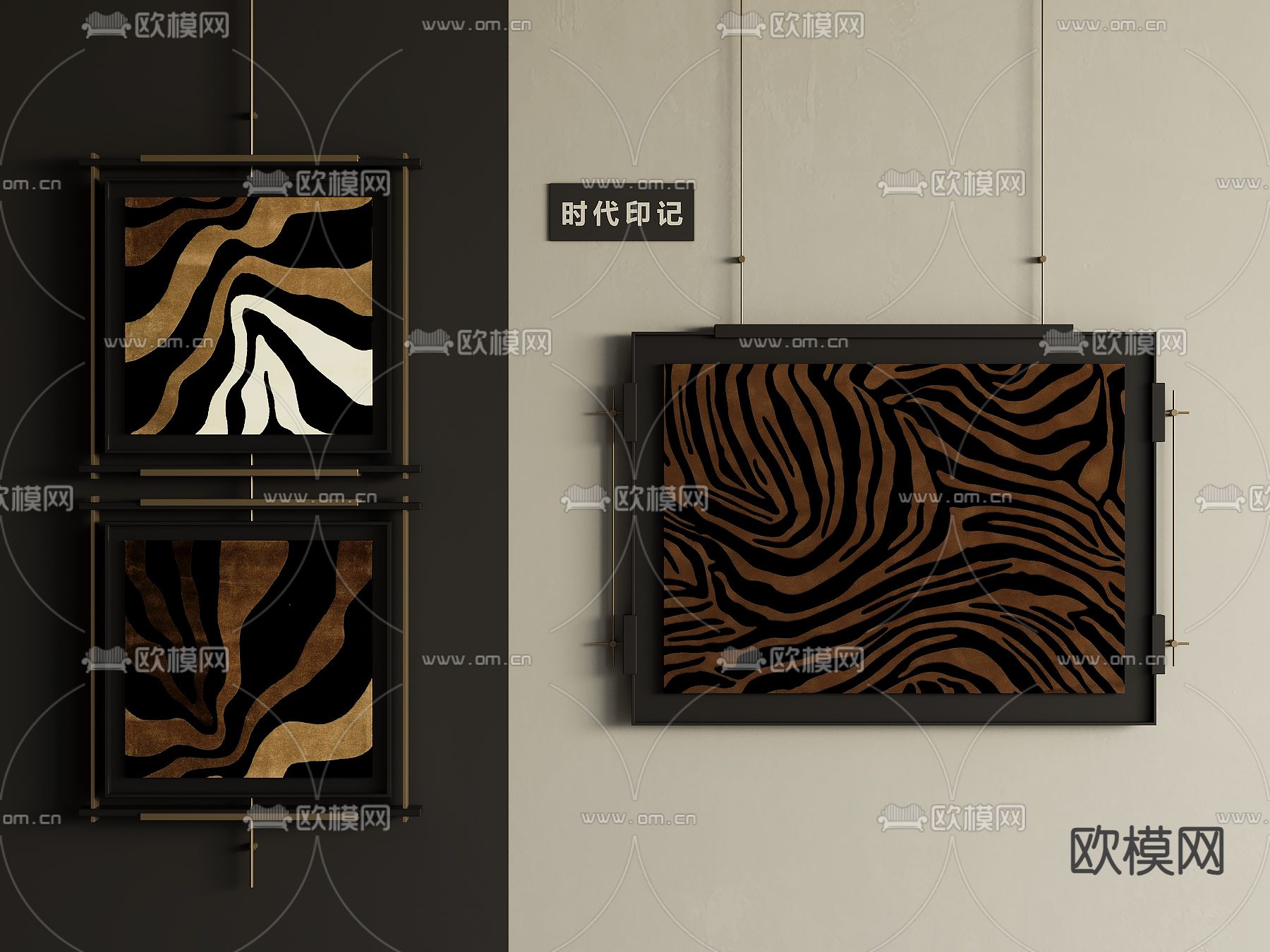 中古风装饰画 艺术画 抽象画3d模型下载