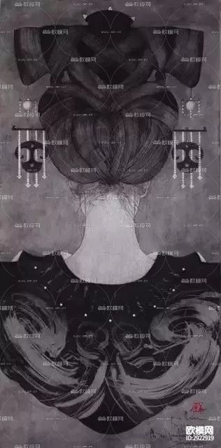 麓幂笔下的女人颈项装饰画贴图下载（渲染图3）