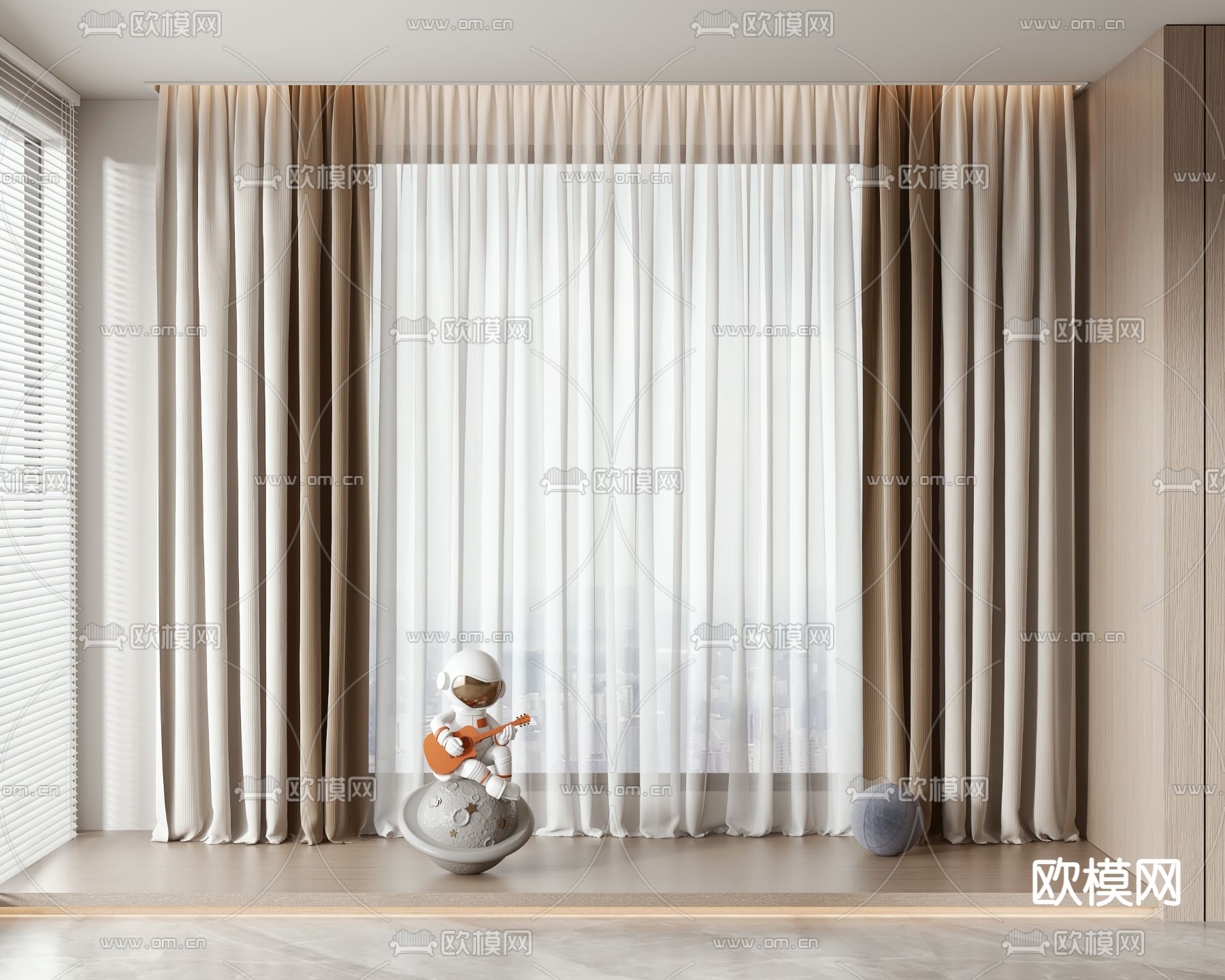 素色窗帘 窗纱3d模型下载