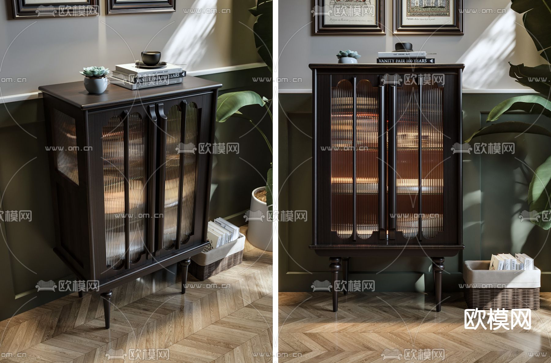 美式餐边柜3d模型下载