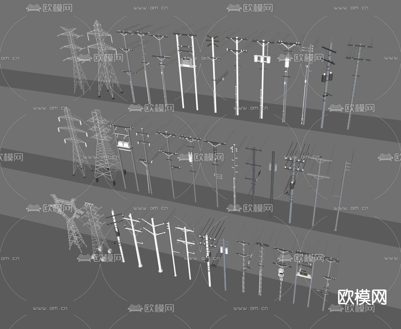 高压塔 信号塔 高压电塔su模型下载（渲染图1）