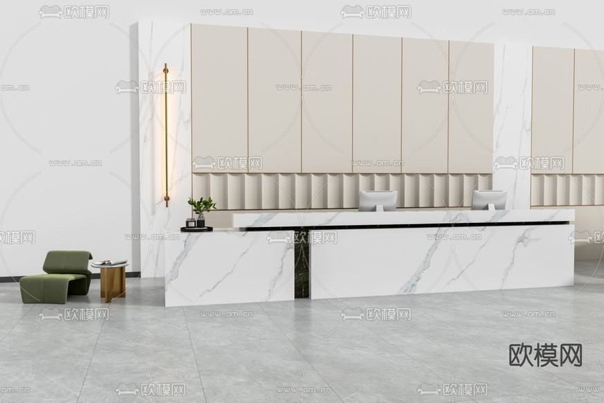 前台 接待台 服务台3d模型下载(渲染图3)