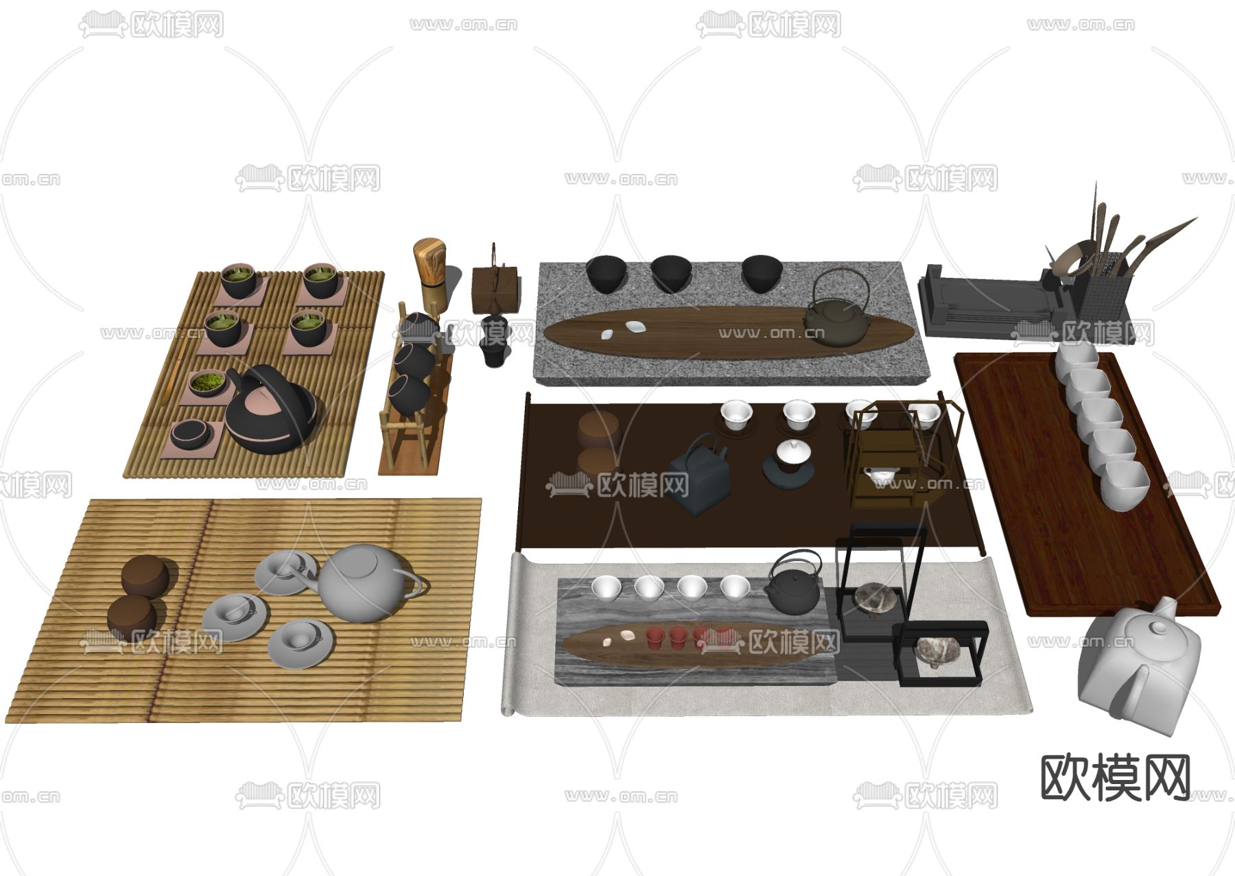 茶壶茶盘 茶杯茶具su模型下载（渲染图1）