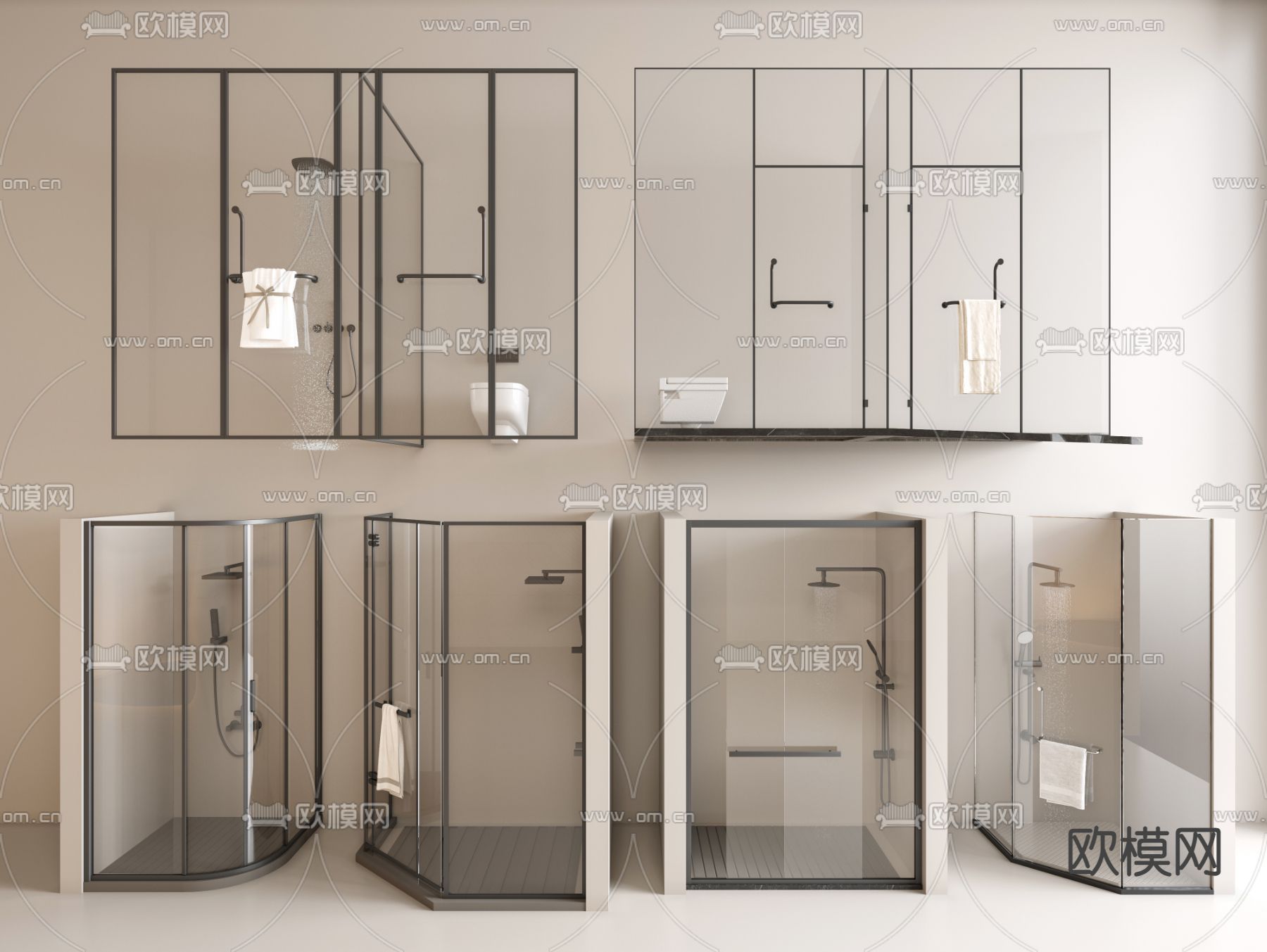 淋浴间 淋浴隔断su模型下载（渲染图1）