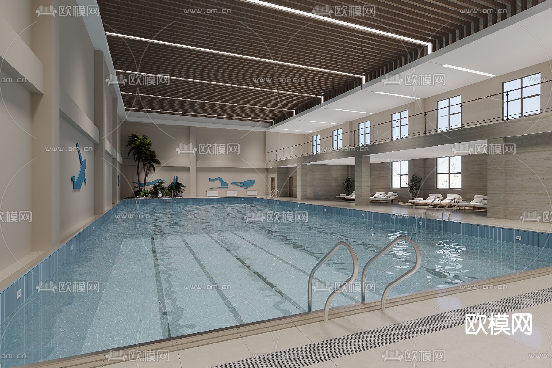 现代游泳馆3d模型下载