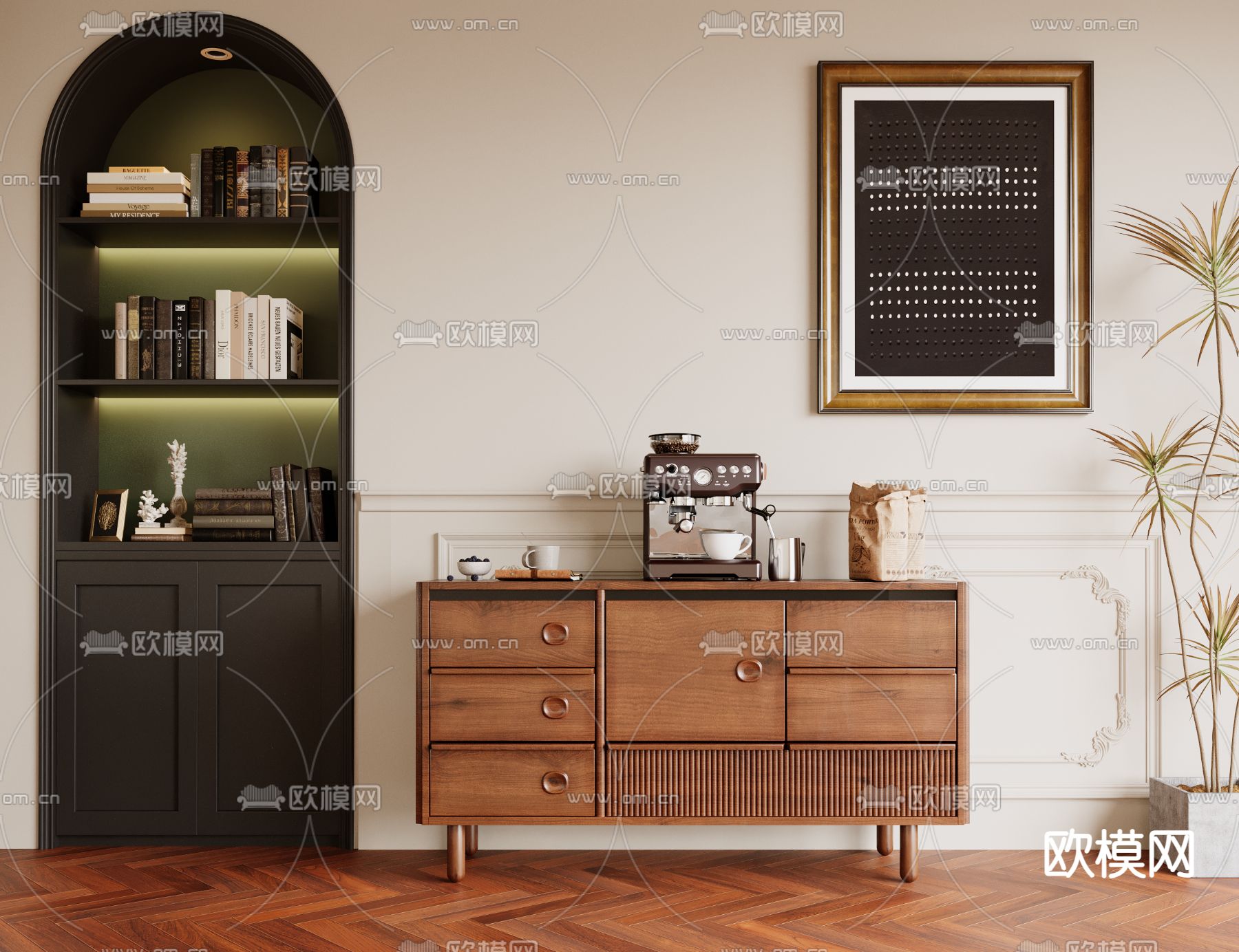 中古风边柜 玄关柜 端景柜3d模型下载