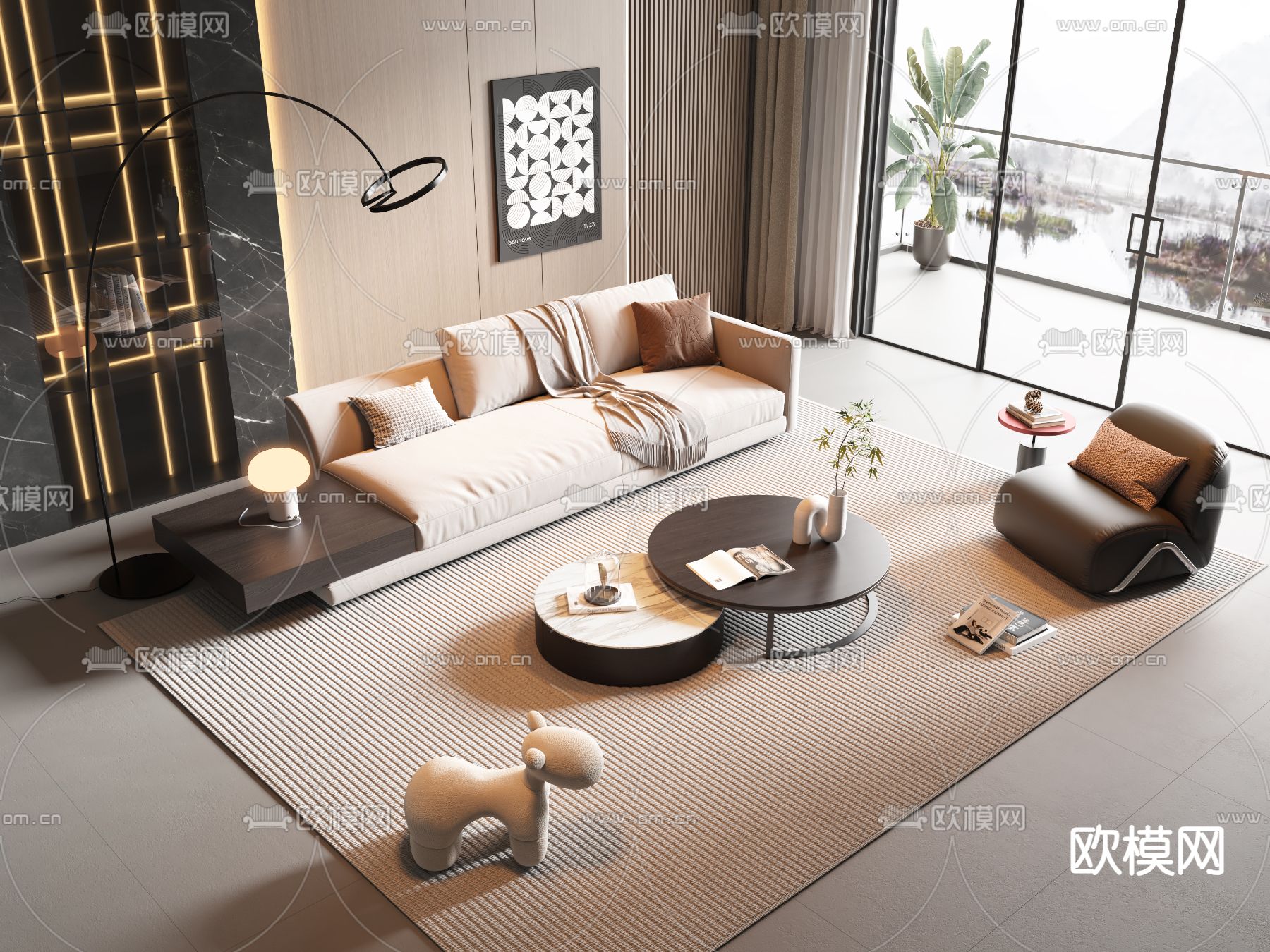 现代组合沙发3d模型下载