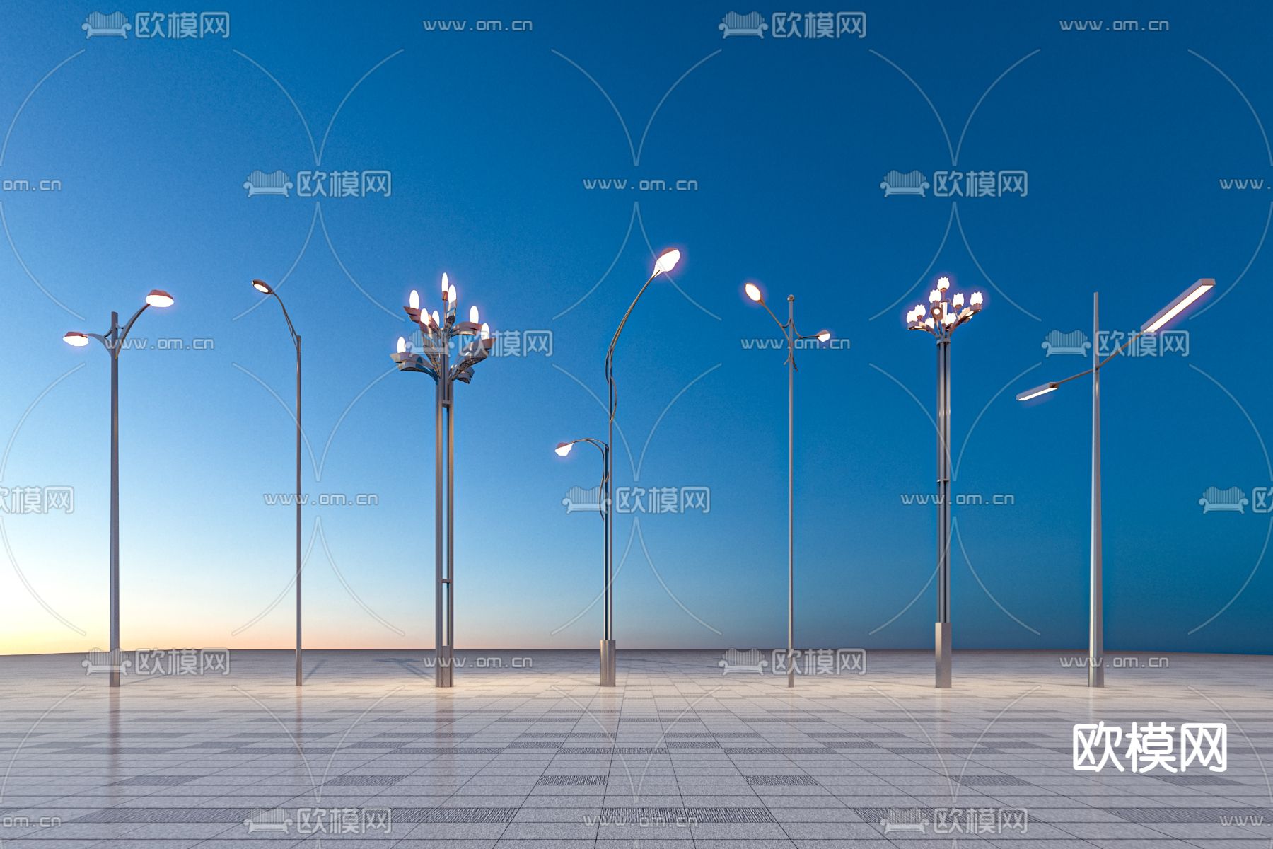 路灯 高杆灯 户外灯3d模型下载（渲染图1）