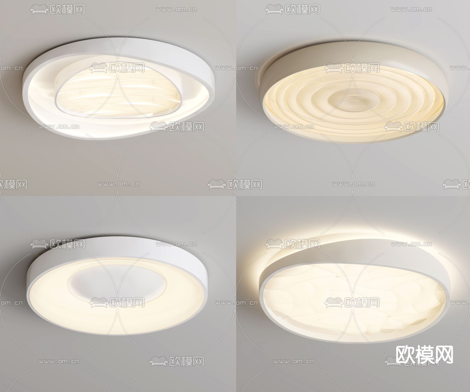 圆形吸顶灯 卧室灯3d模型下载