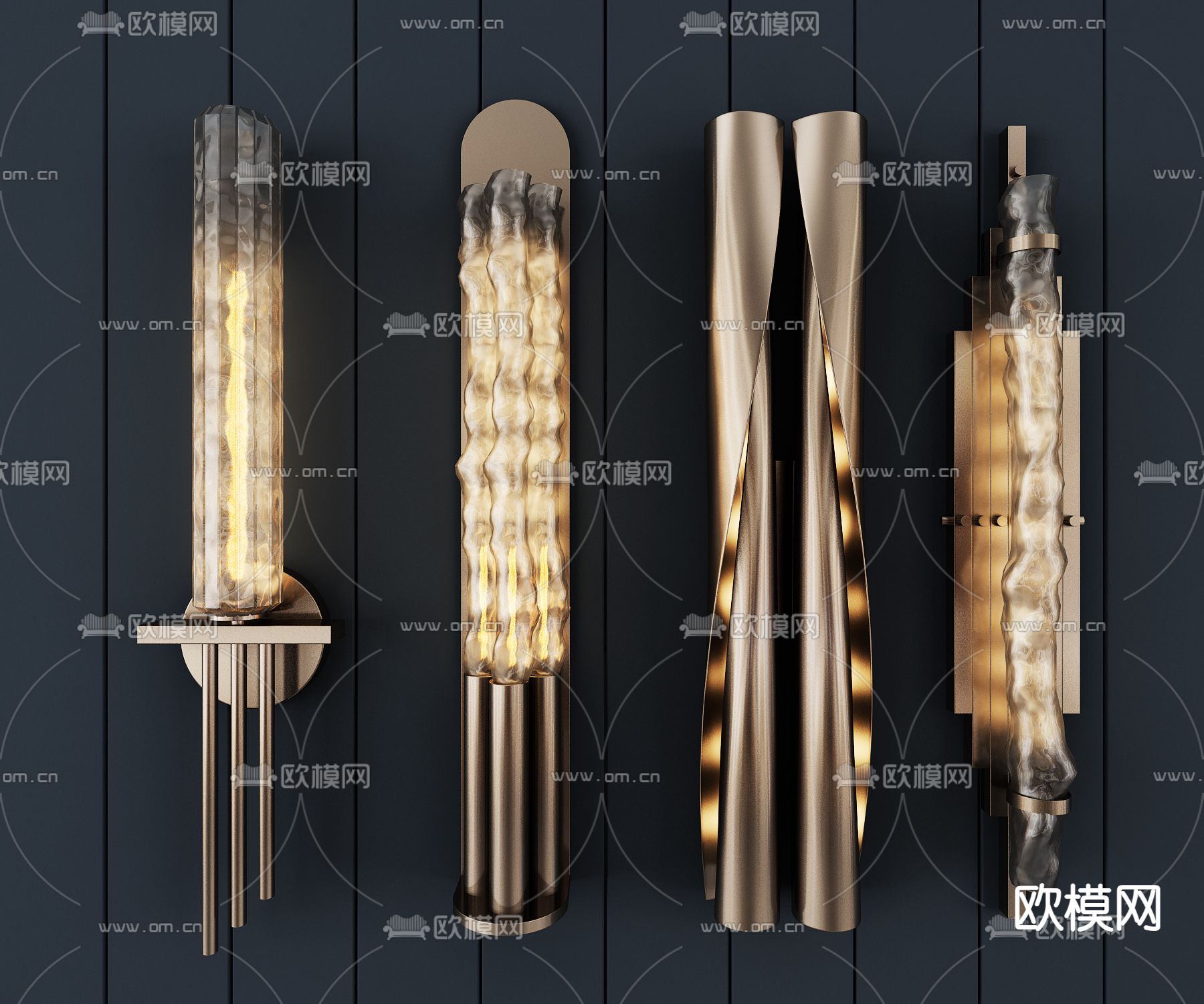 轻奢壁灯 长条壁灯3d模型下载