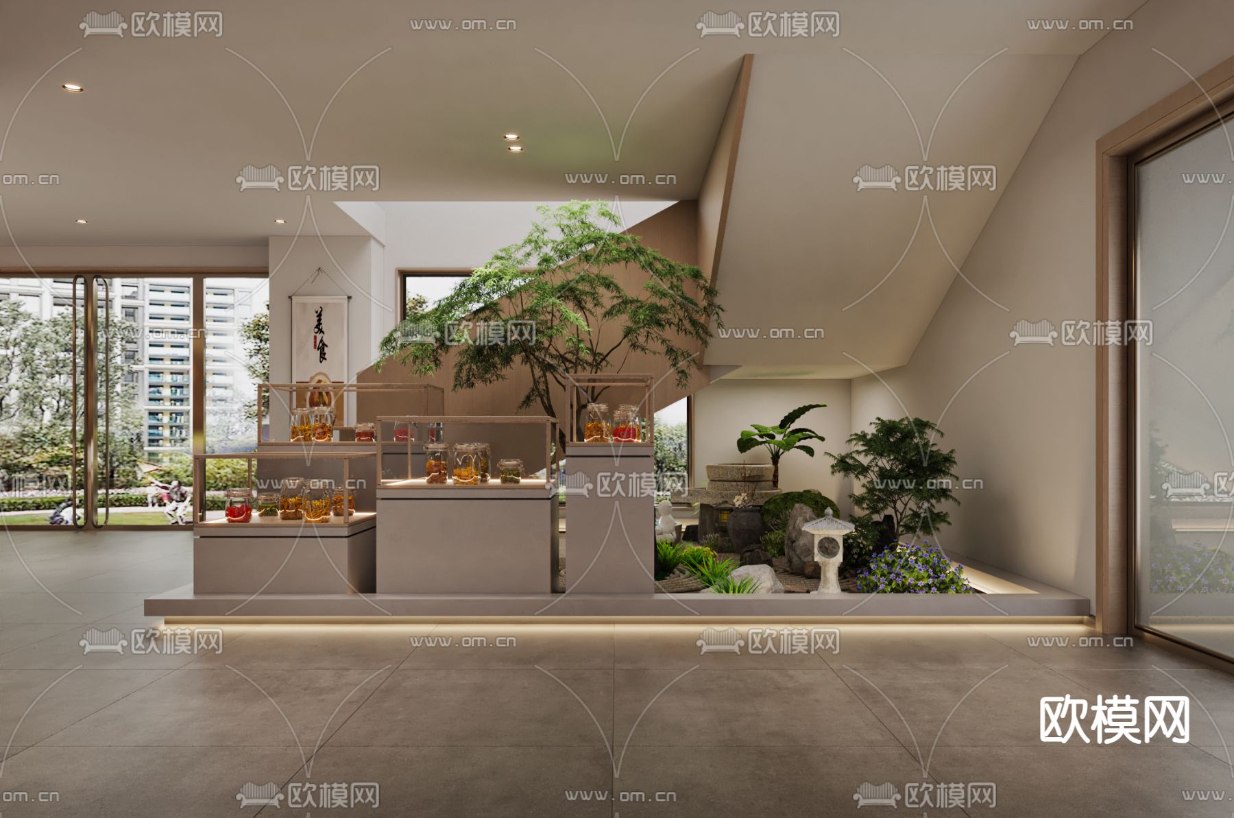 素食餐厅 药膳3d模型下载（渲染图4）