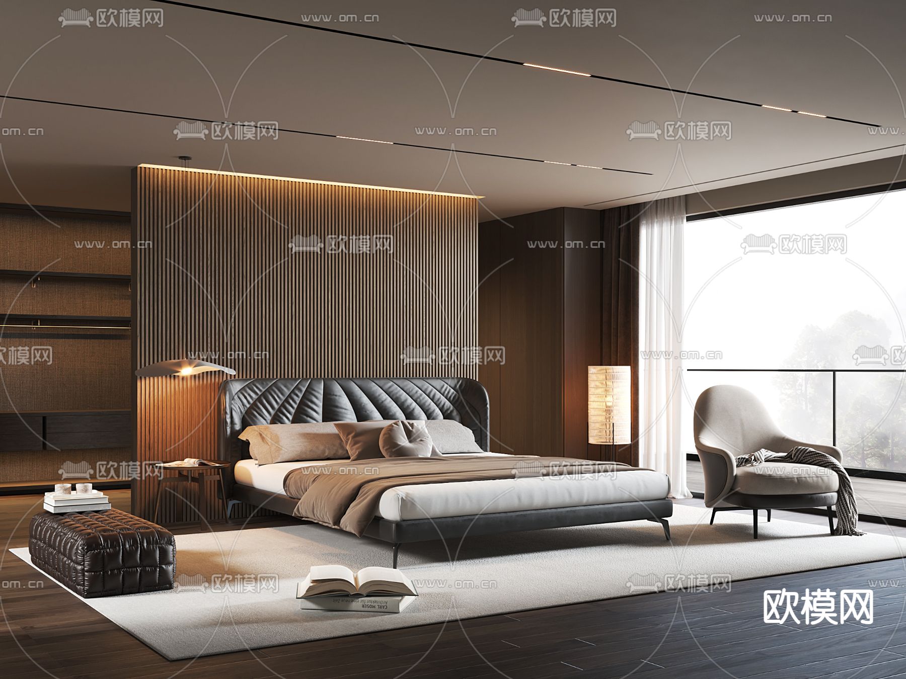 Minotti 双人床su模型下载_ID14343989_sketchup模型下载-欧模网