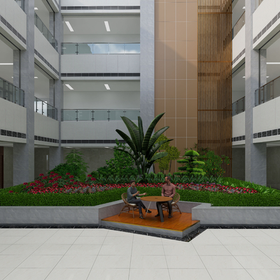  办公大厅su模型 