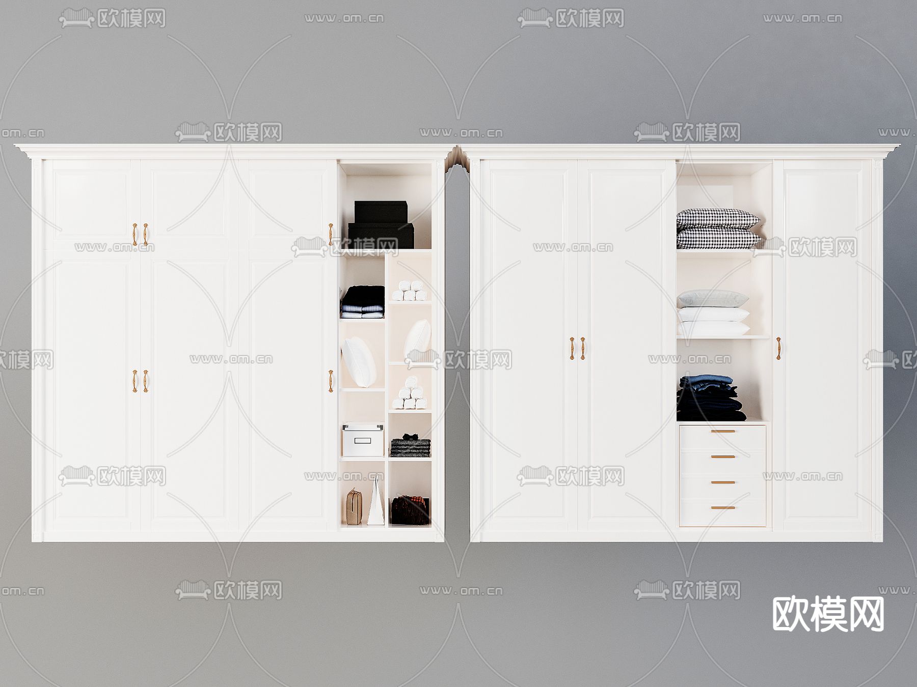欧式衣柜su模型下载（渲染图1）