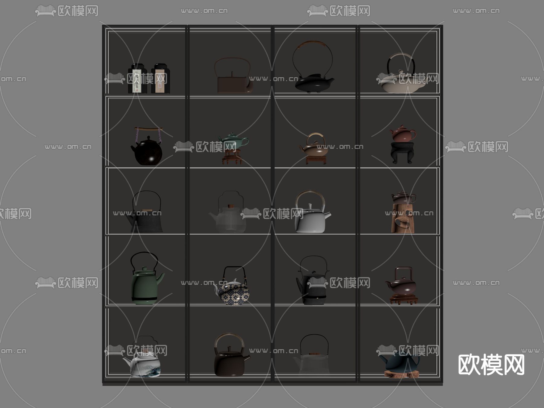 新中式茶具 茶壶 烧水壶su模型下载（渲染图2）