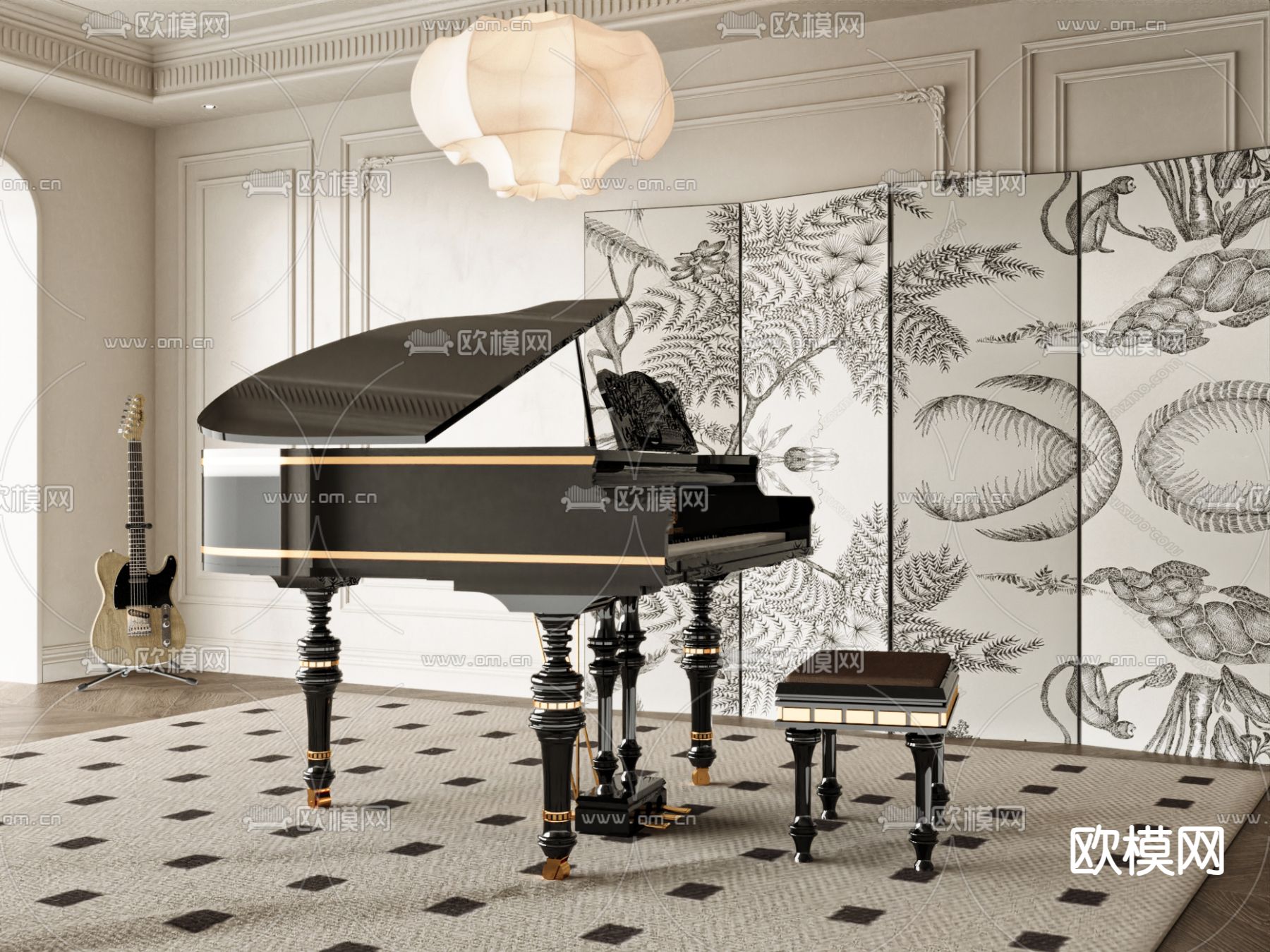 三角钢琴3d模型下载