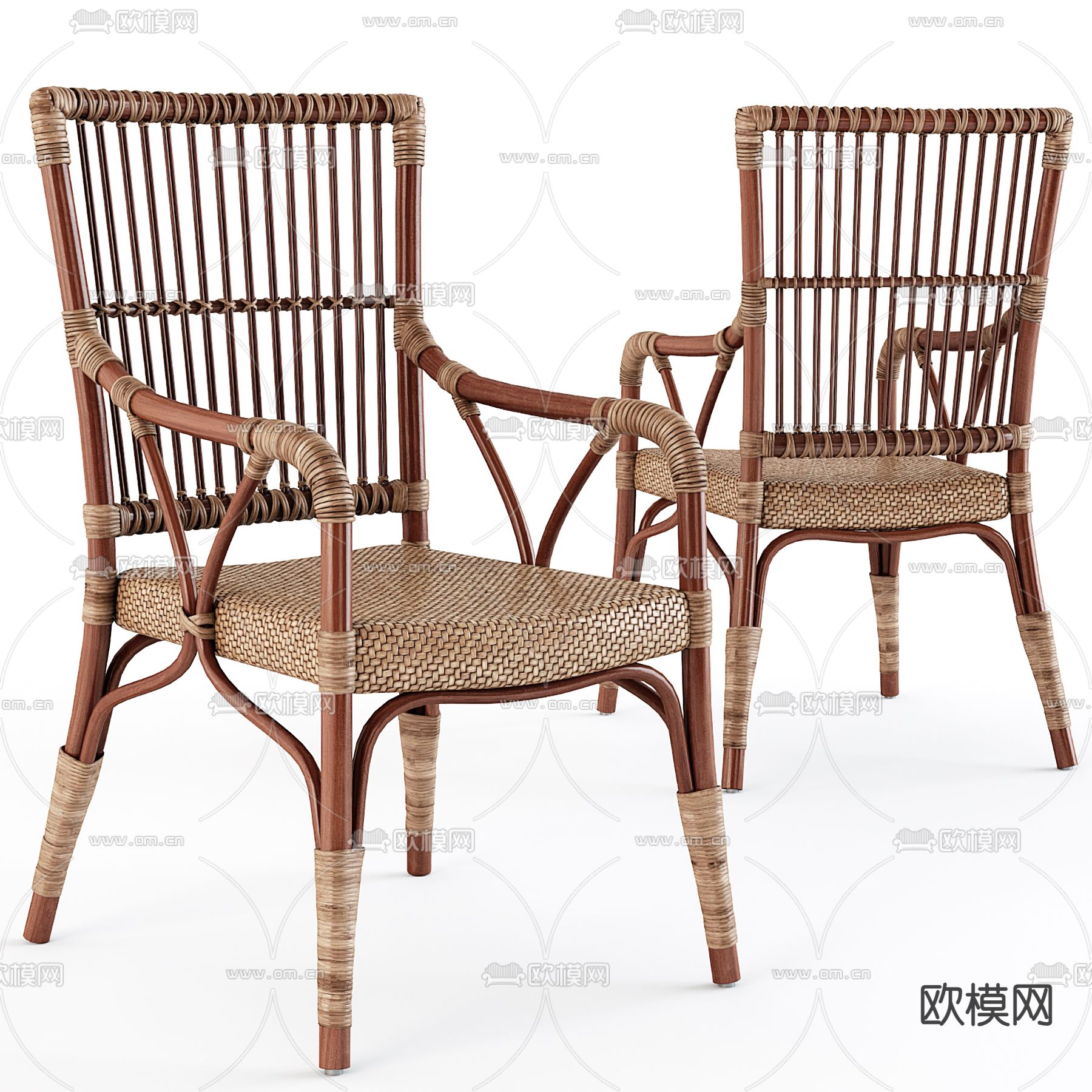 东南亚椅子 编织休闲椅3d模型下载（渲染图1）