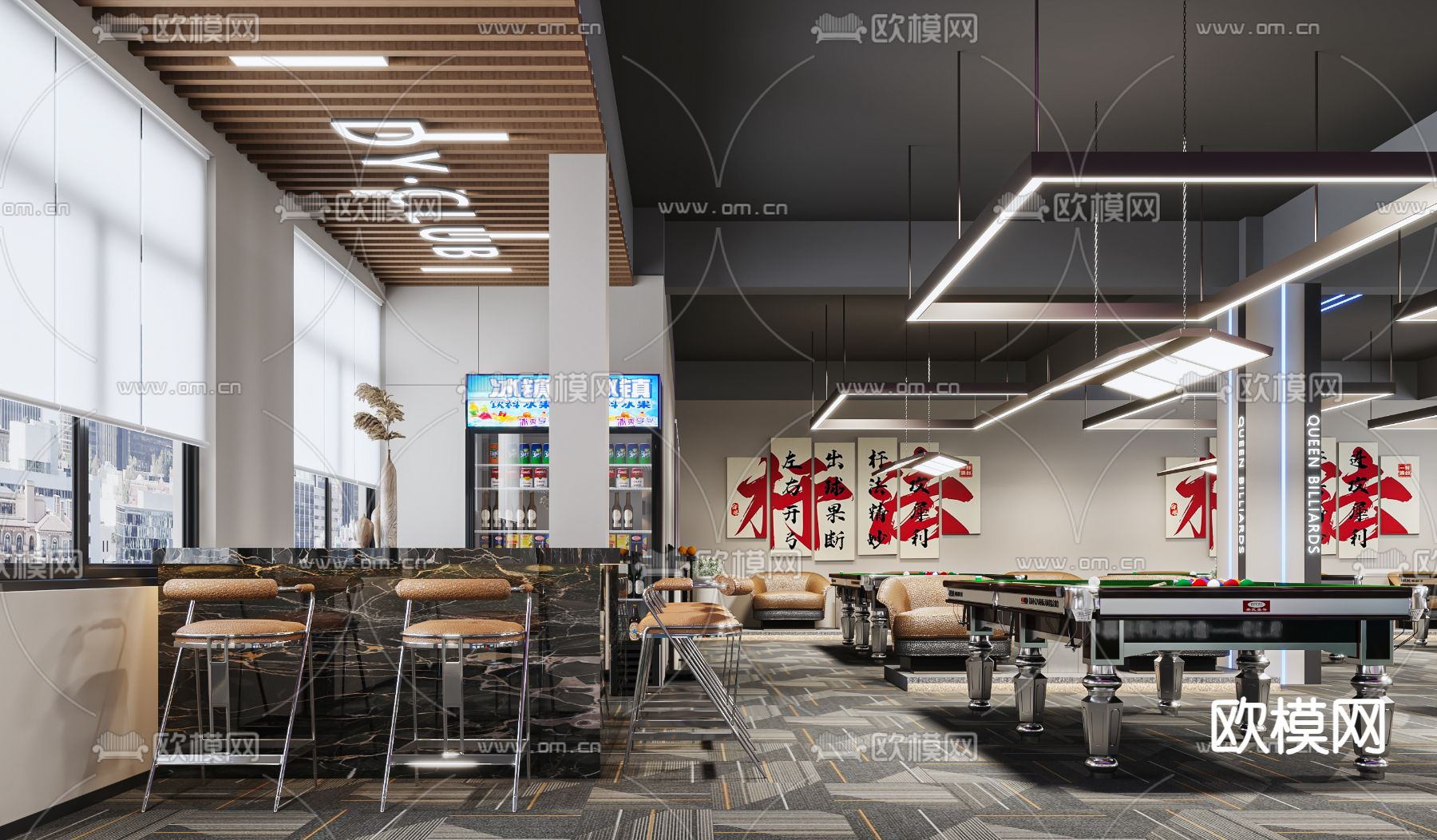 桌球馆免费3d模型下载（渲染图1）
