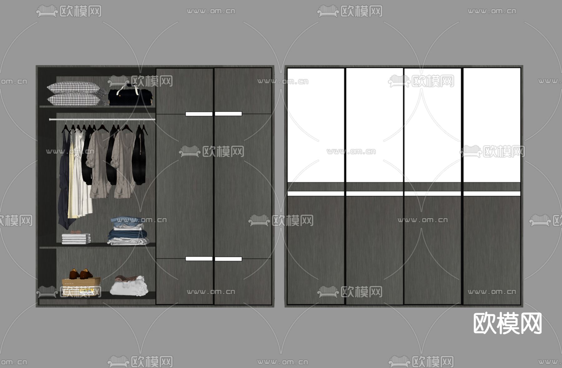 现代衣柜su模型下载（渲染图2）