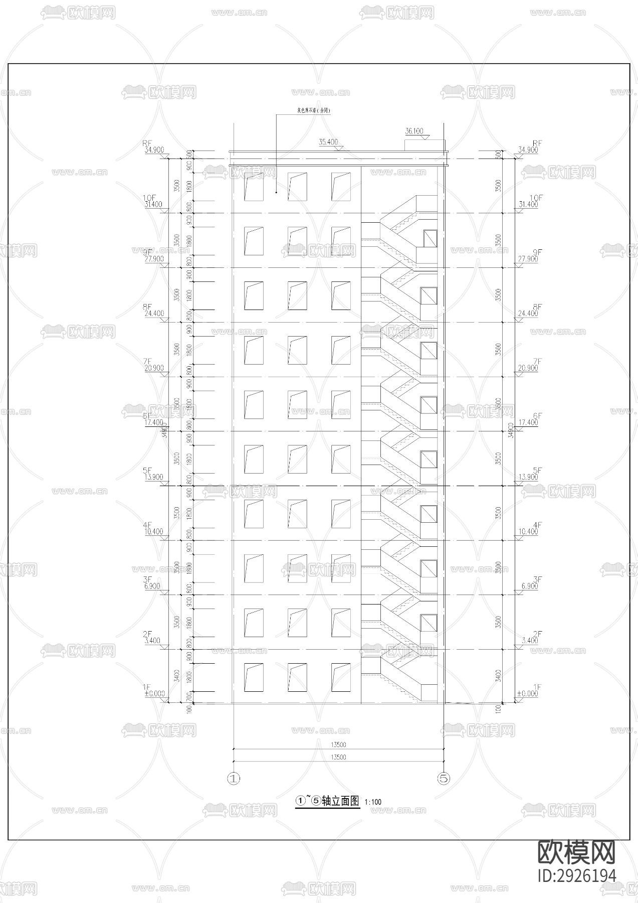 八桥消防站训练塔拆建工程CAD施工图下载（渲染图5）