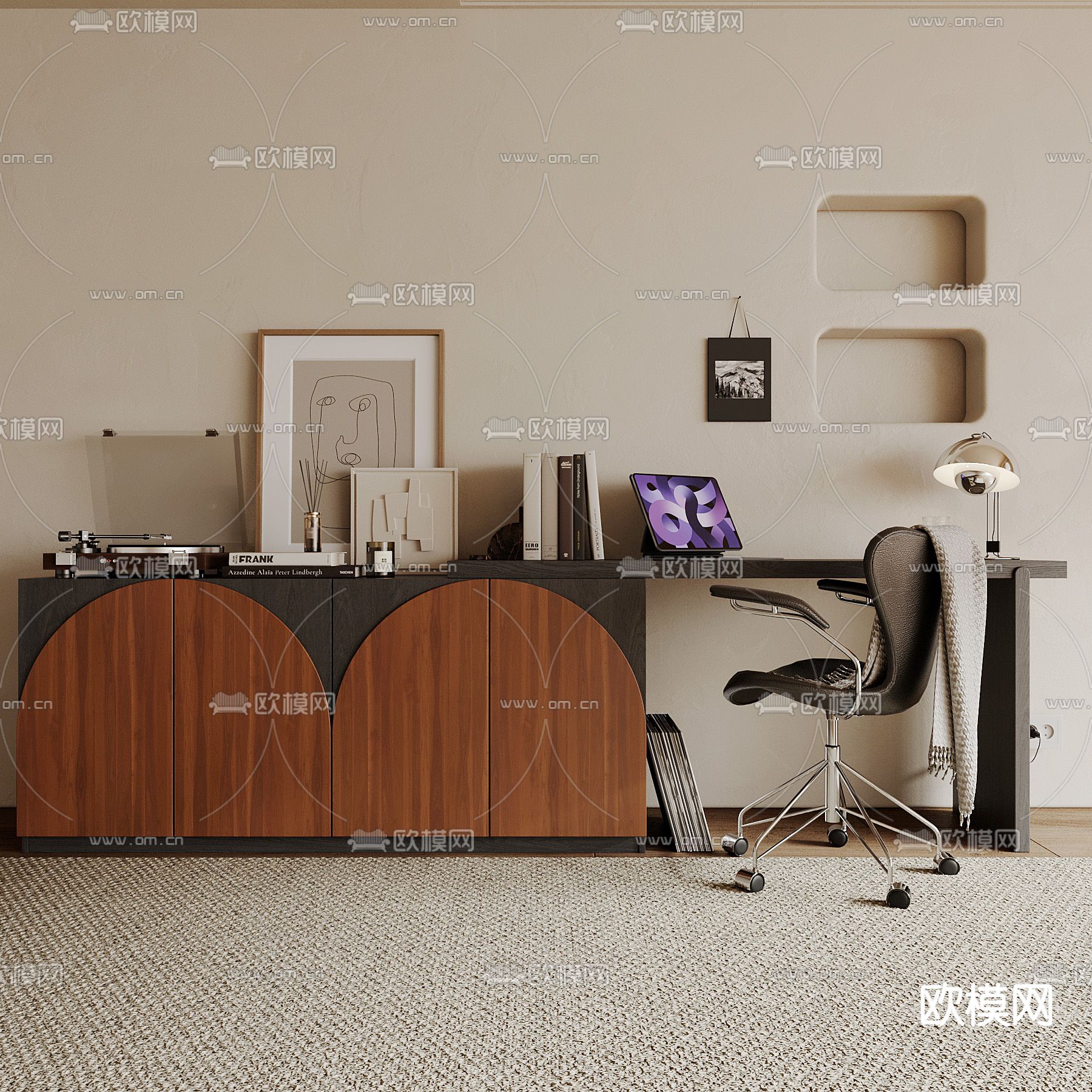 中古风书桌 电脑桌 学习桌3d模型下载