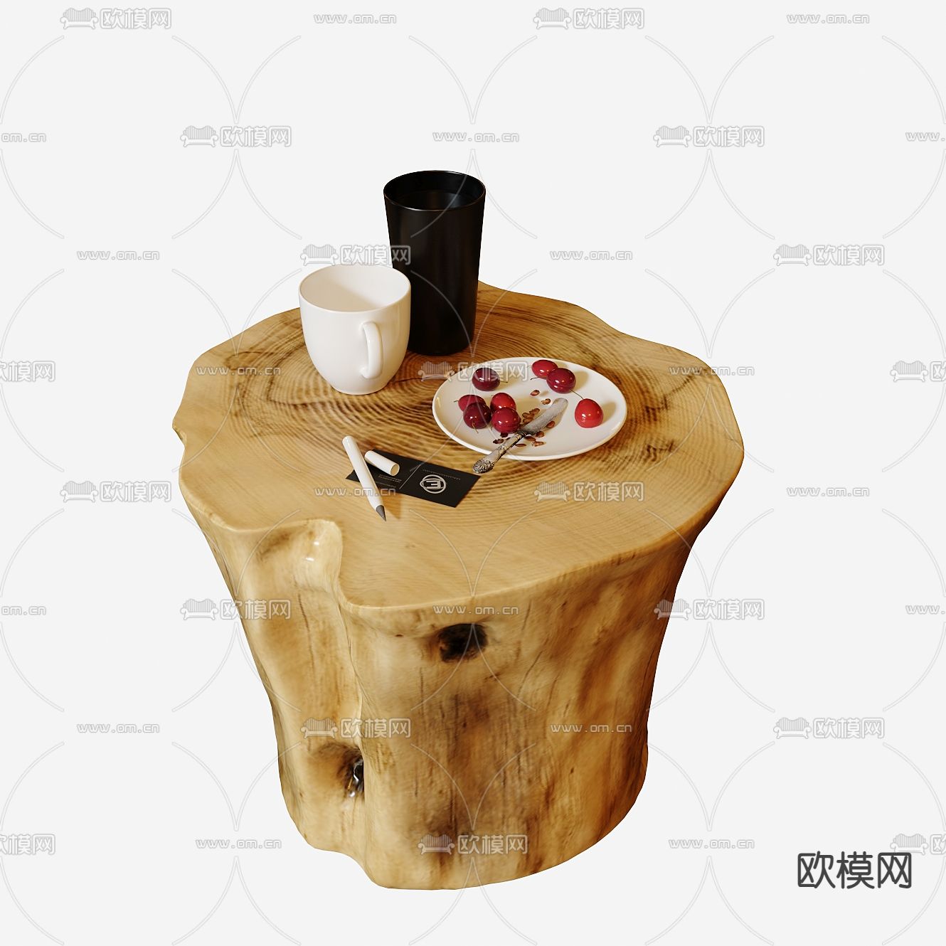 木桩角几 边几3d模型下载