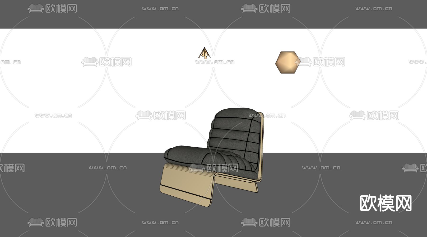 baxter 躺椅su模型下载（渲染图2）