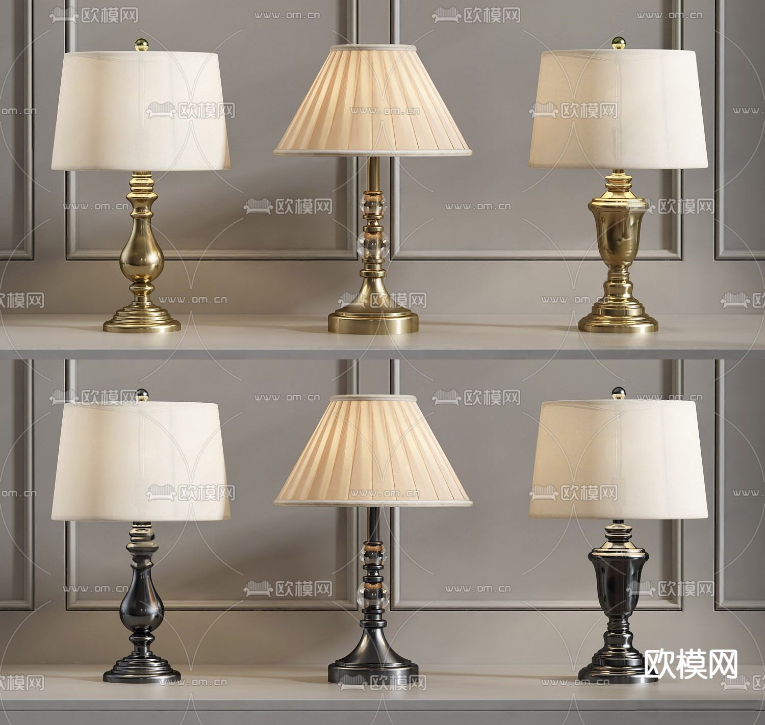 美式台灯su模型下载（渲染图1）