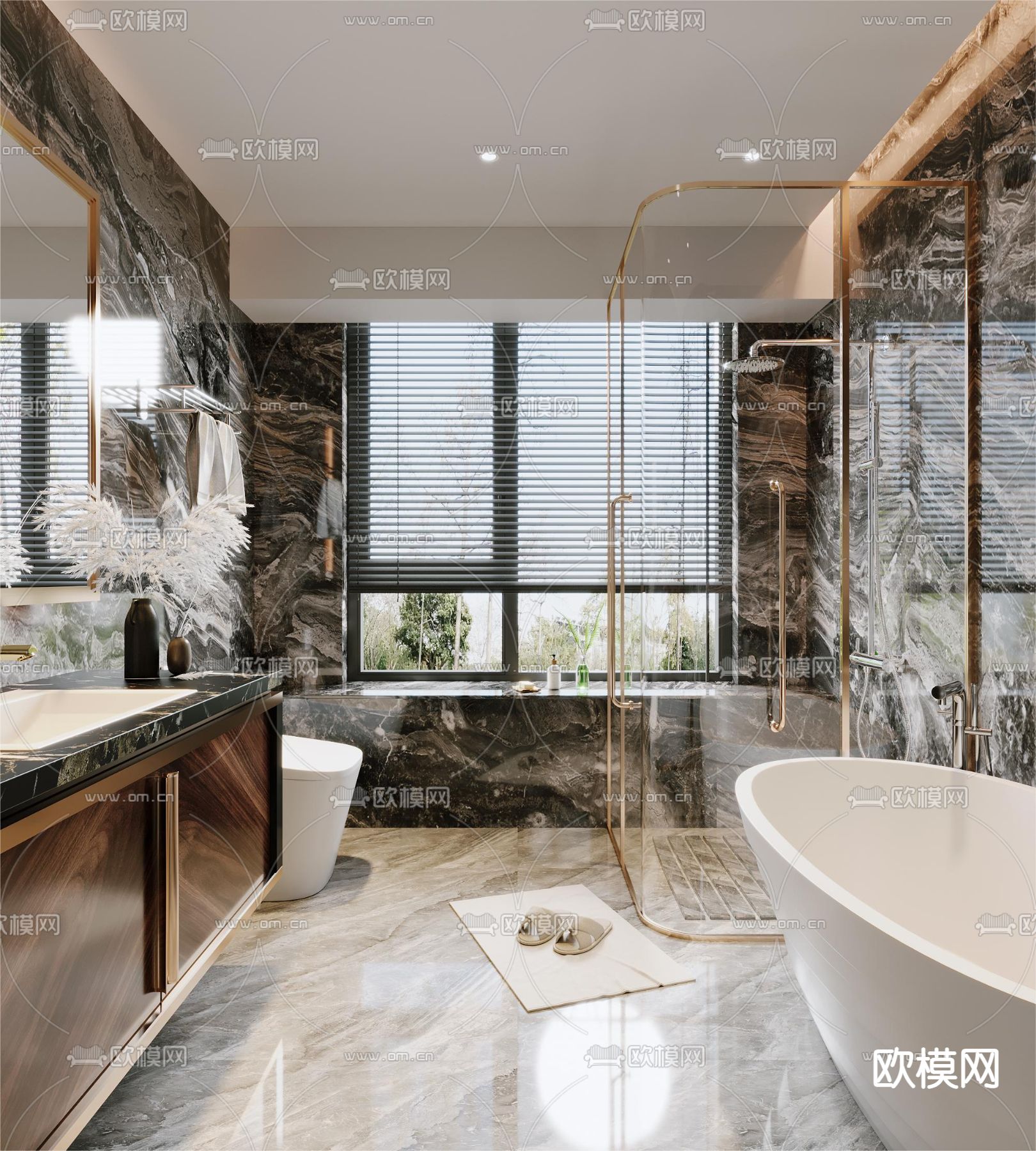 轻奢卫生间 浴室3d模型下载（渲染图2）