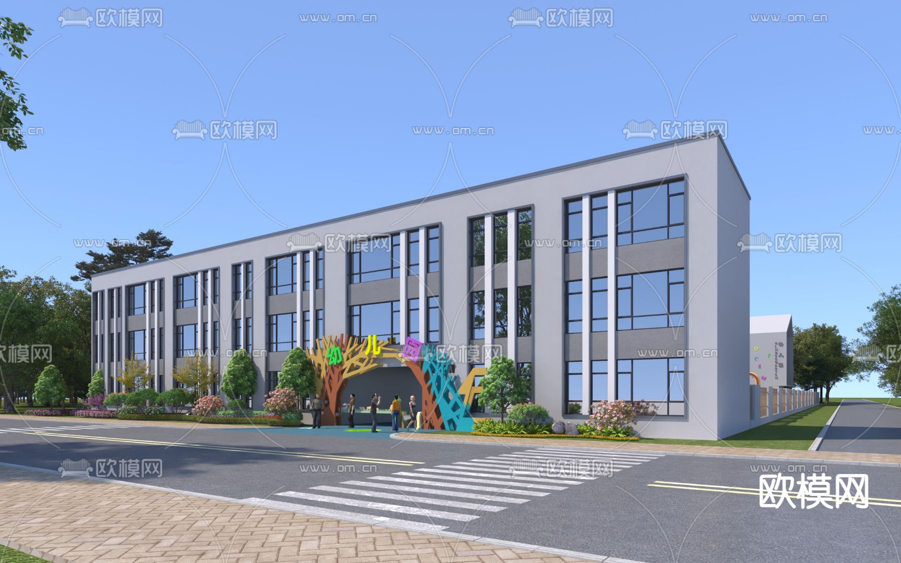 幼儿园鸟瞰3d模型下载（渲染图2）