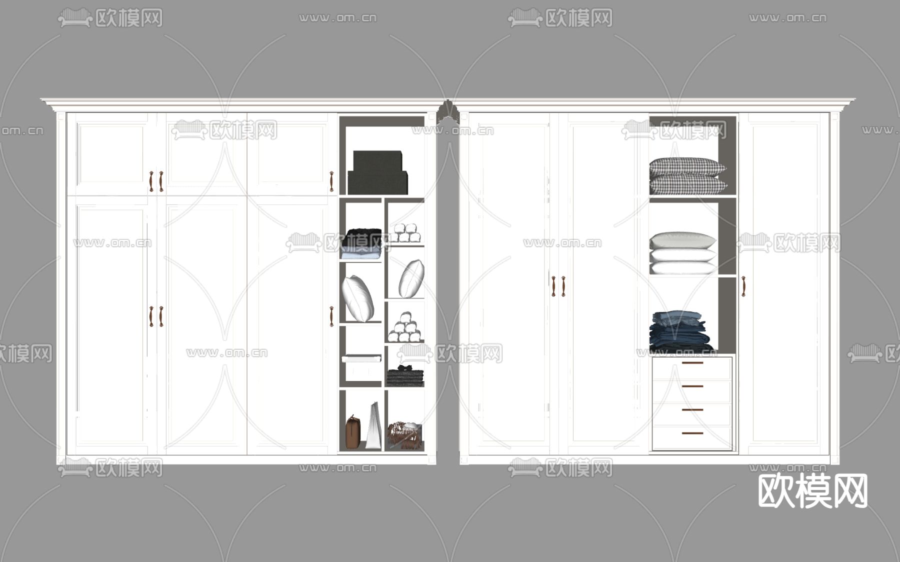 欧式衣柜su模型下载（渲染图2）