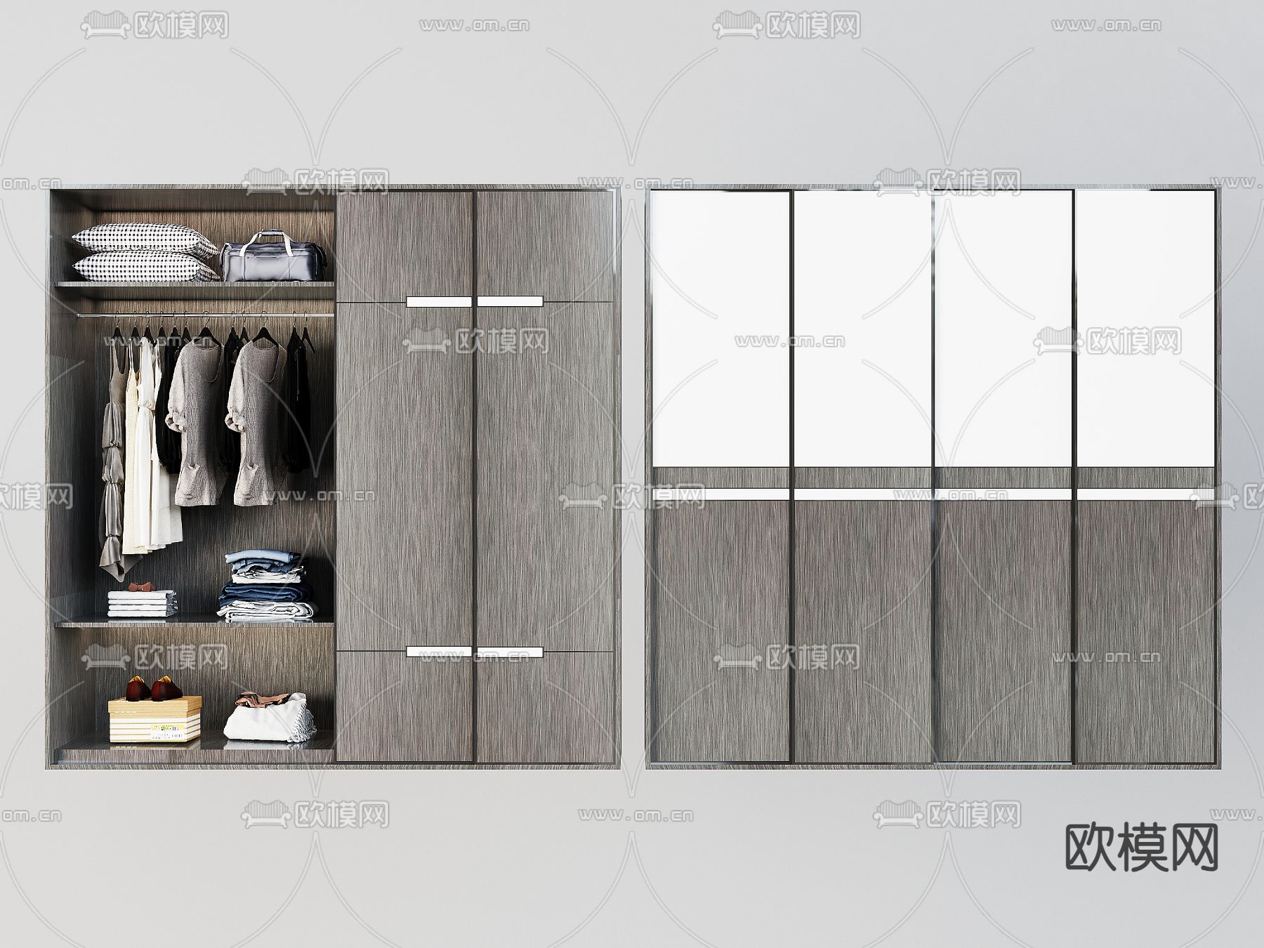 现代衣柜su模型下载（渲染图1）