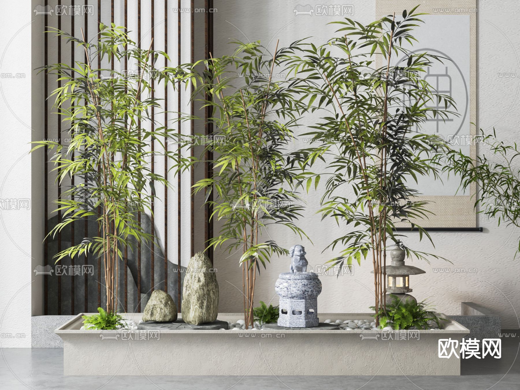 景观小品 竹子造景 石雕3d模型下载