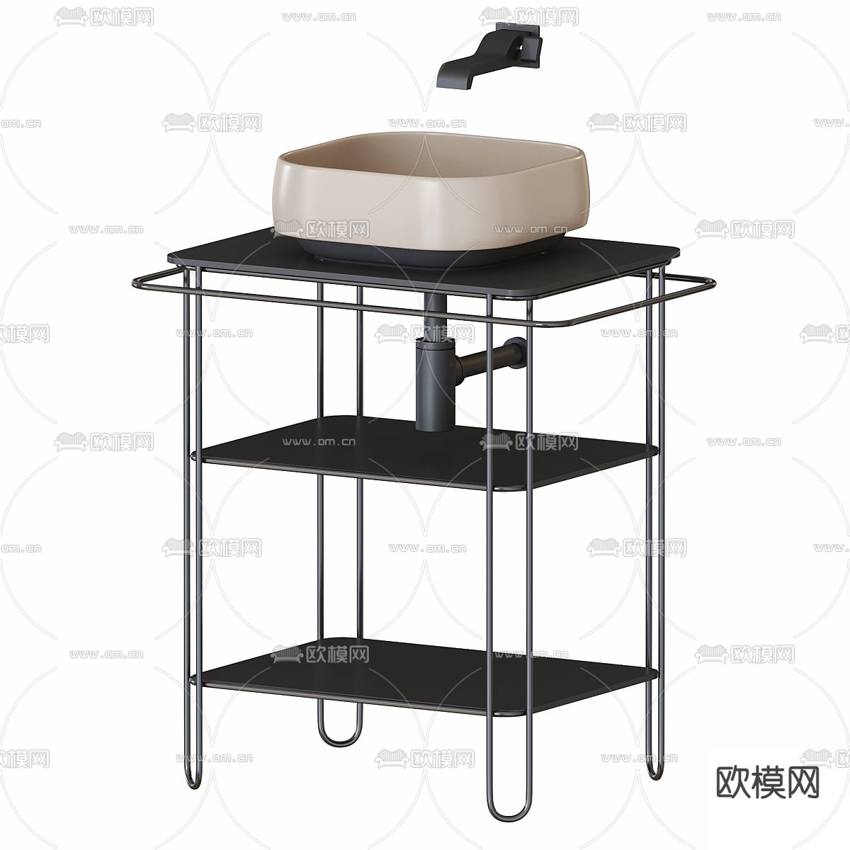 洗手台 台盆3d模型下载（渲染图2）