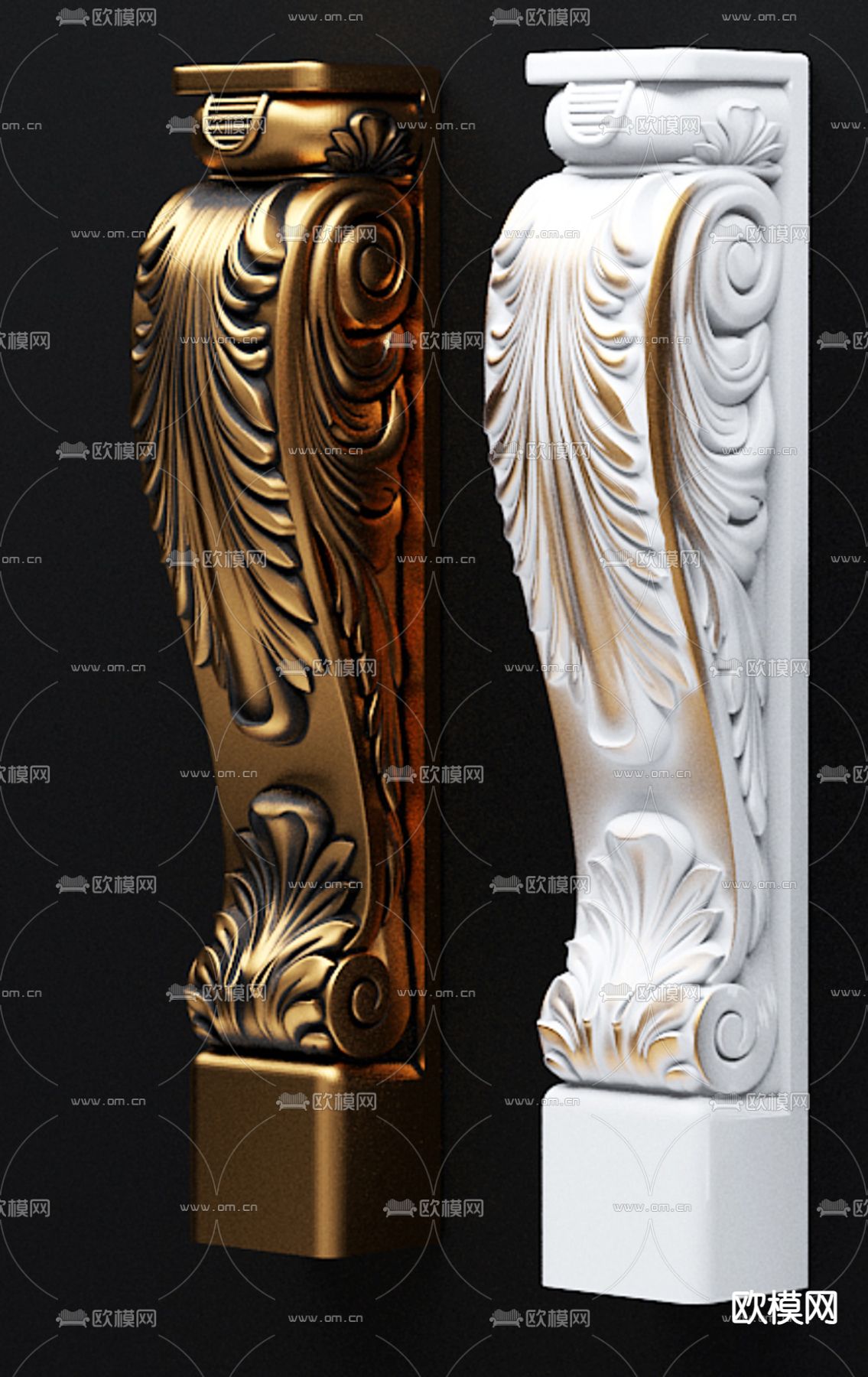 中式柱子 雕花门庭柱3d模型下载