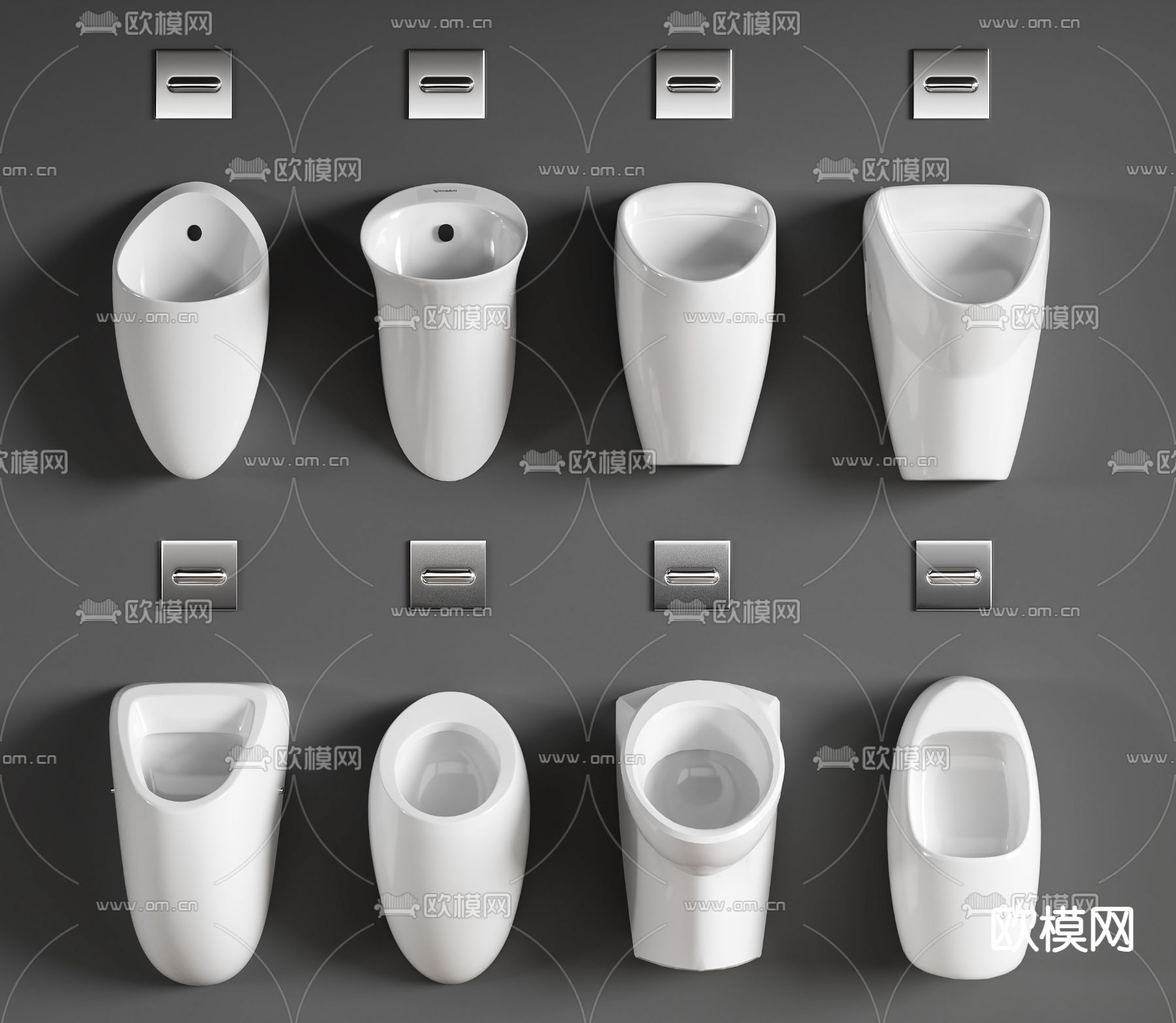 现代小便斗su模型下载（渲染图1）