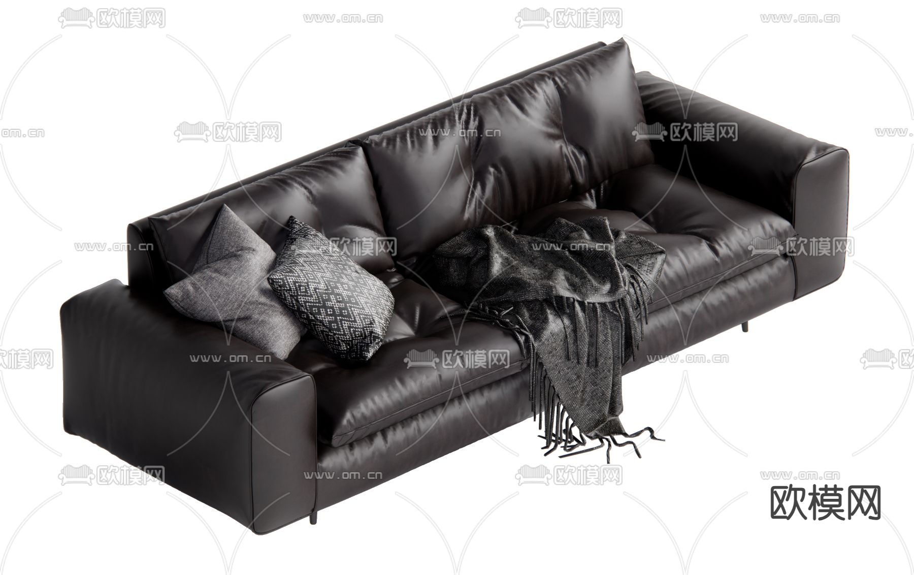 中古风多人沙发su模型下载（渲染图1）