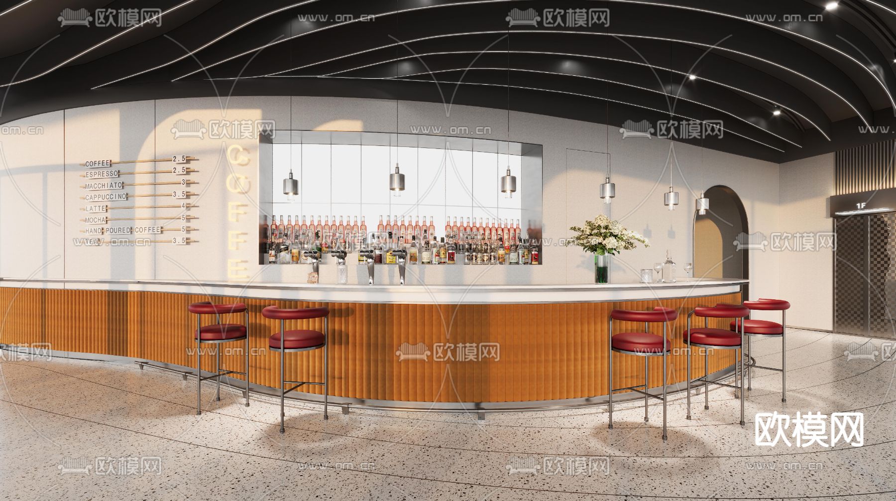 酒吧 吧台 清吧3d模型下载（渲染图1）