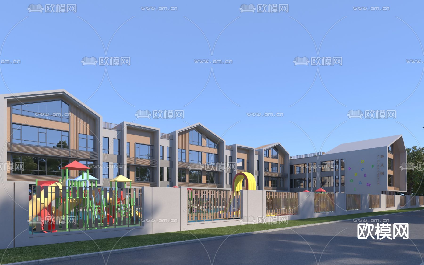 幼儿园鸟瞰3d模型下载（渲染图3）